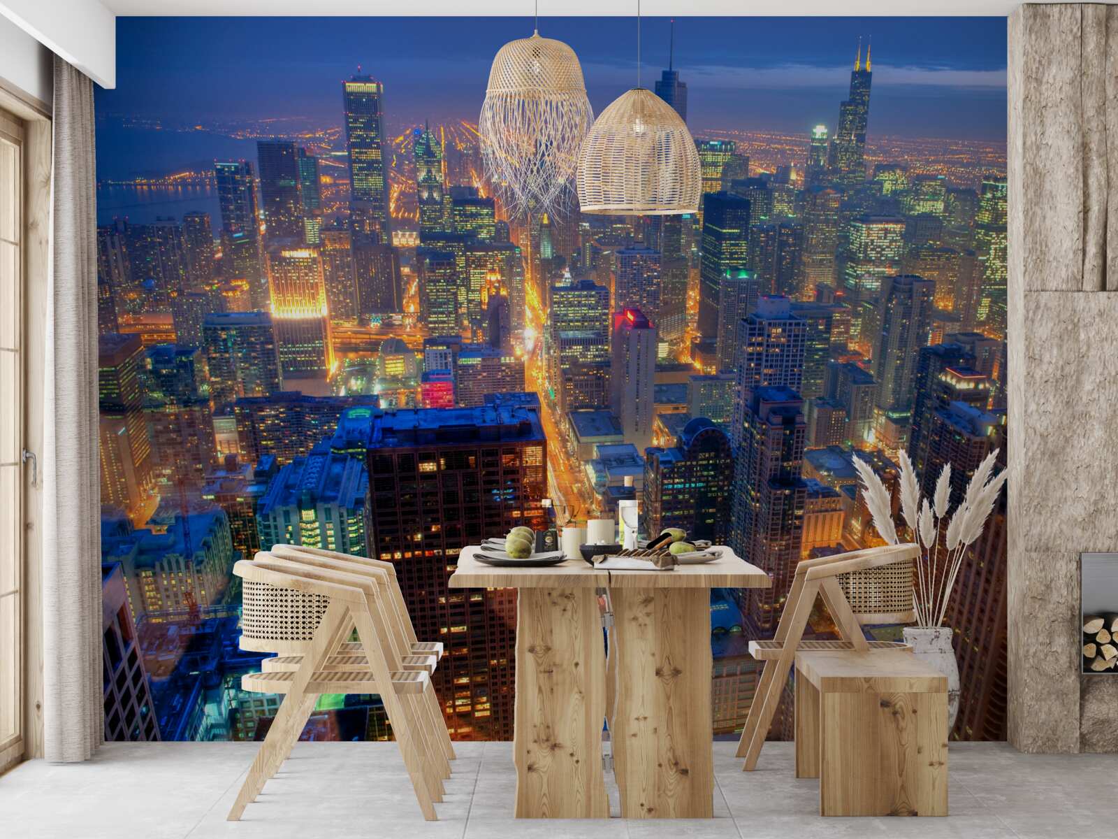 Fototapeta Svetlá mesta Chicago osvetľujú ulice