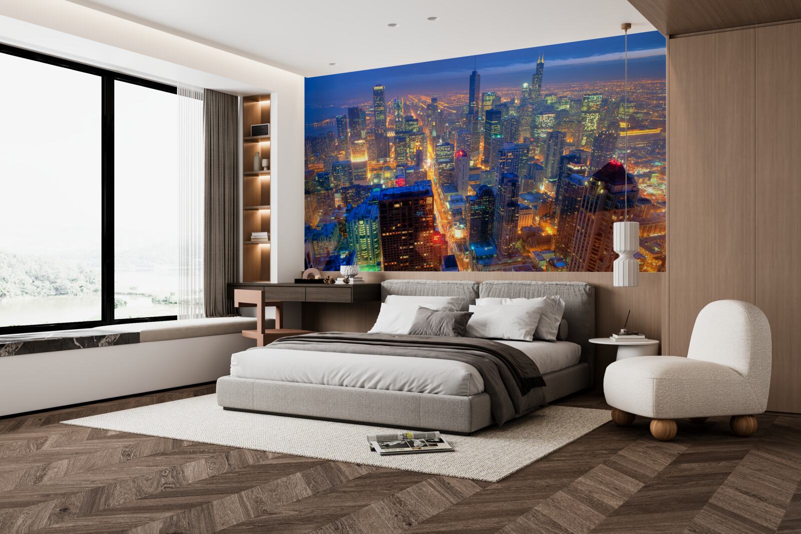 Fototapeta Svetlá mesta Chicago osvetľujú ulice