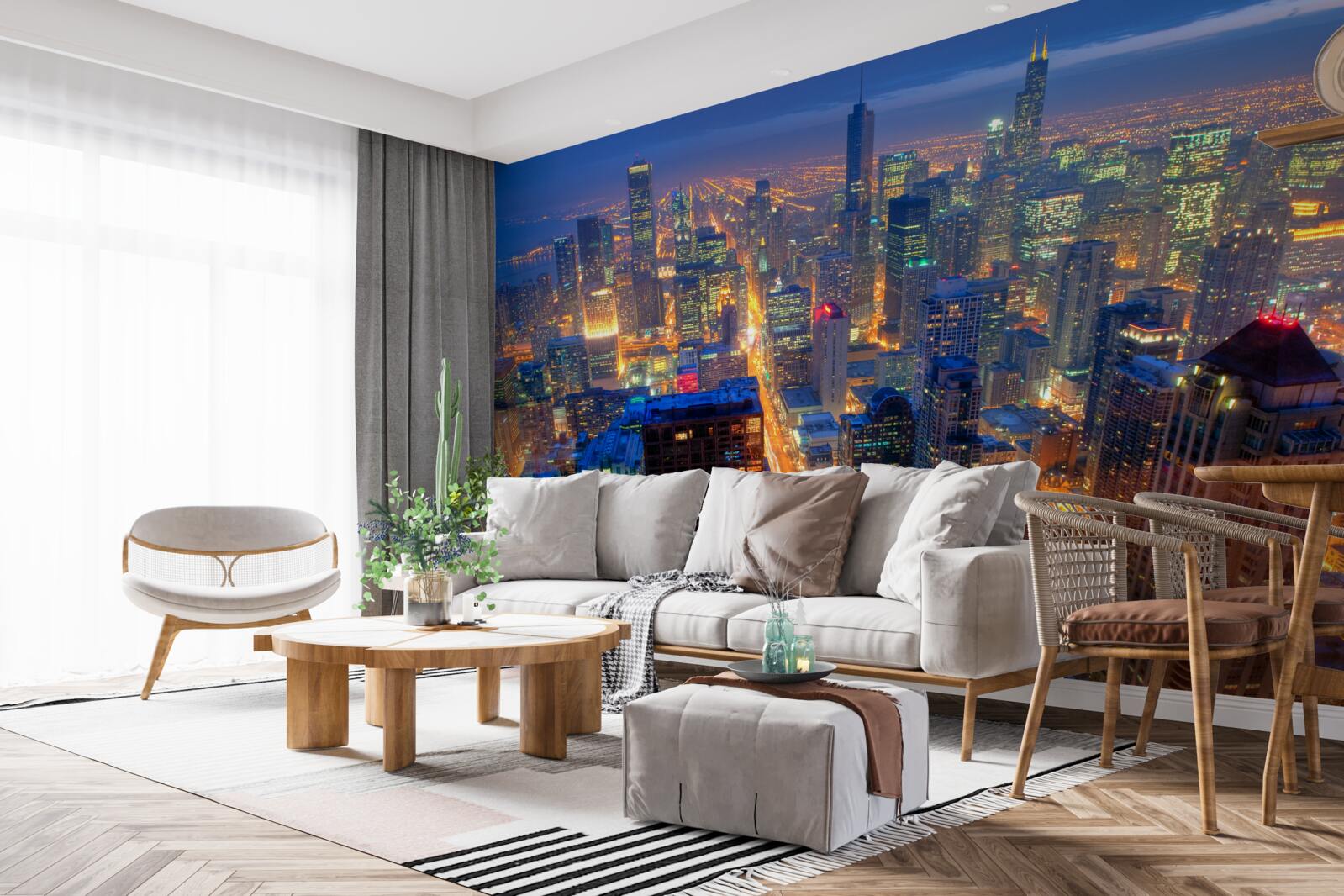 Fototapeta Svetlá mesta Chicago osvetľujú ulice