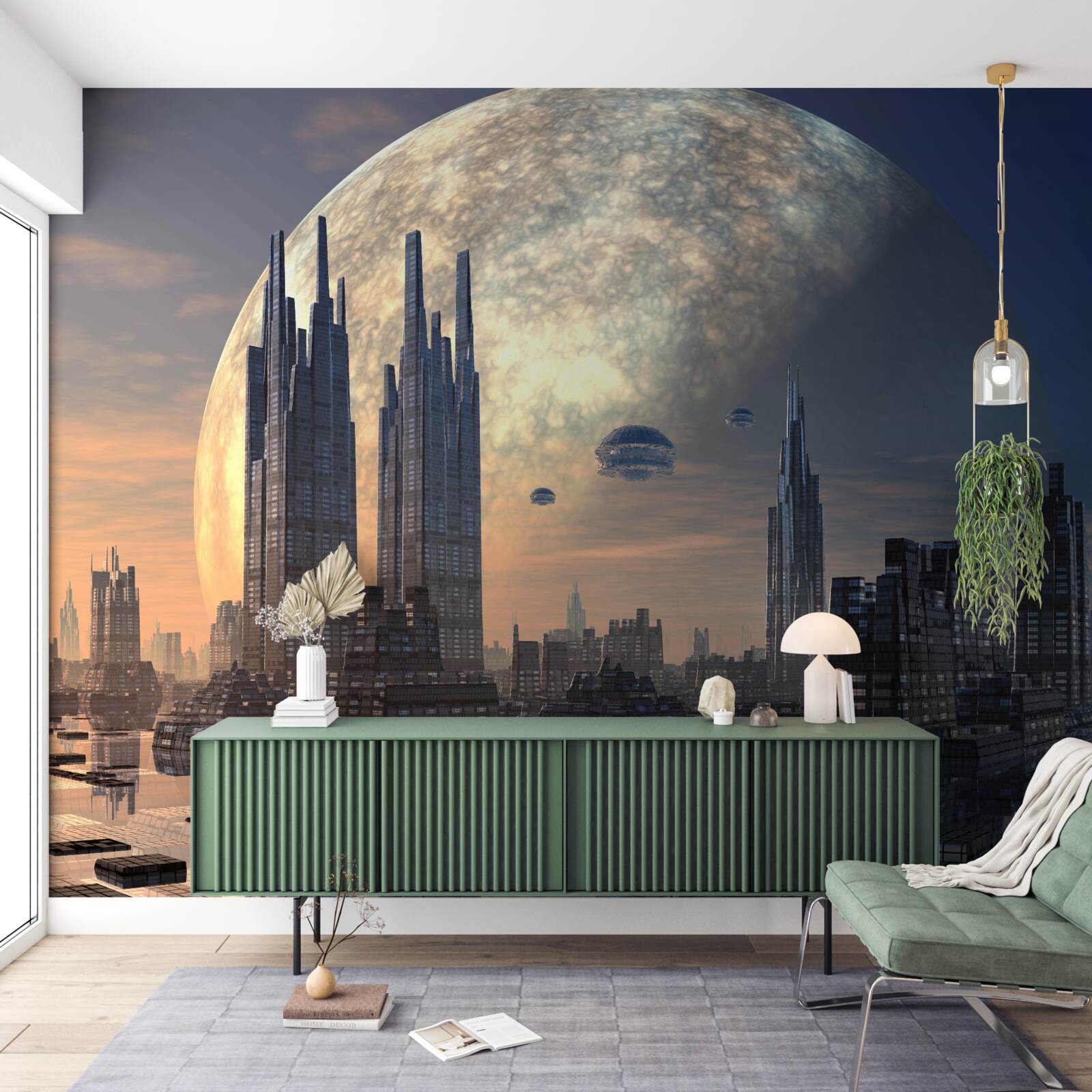 Fototapeta futuristické mesto v mesačnom svite