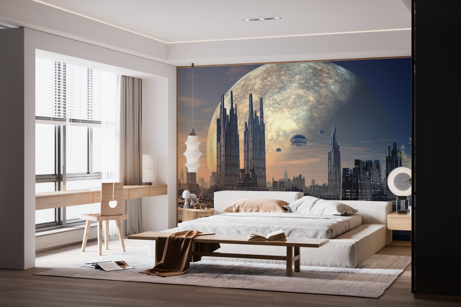 Fototapeta futuristické mesto v mesačnom svite
