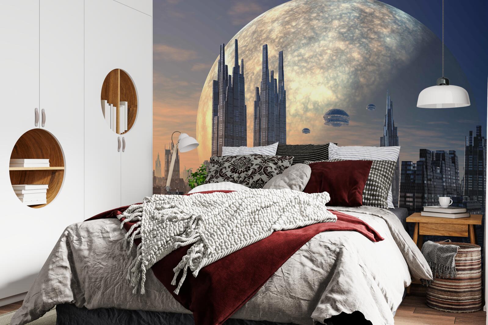 Fototapeta futuristické mesto v mesačnom svite