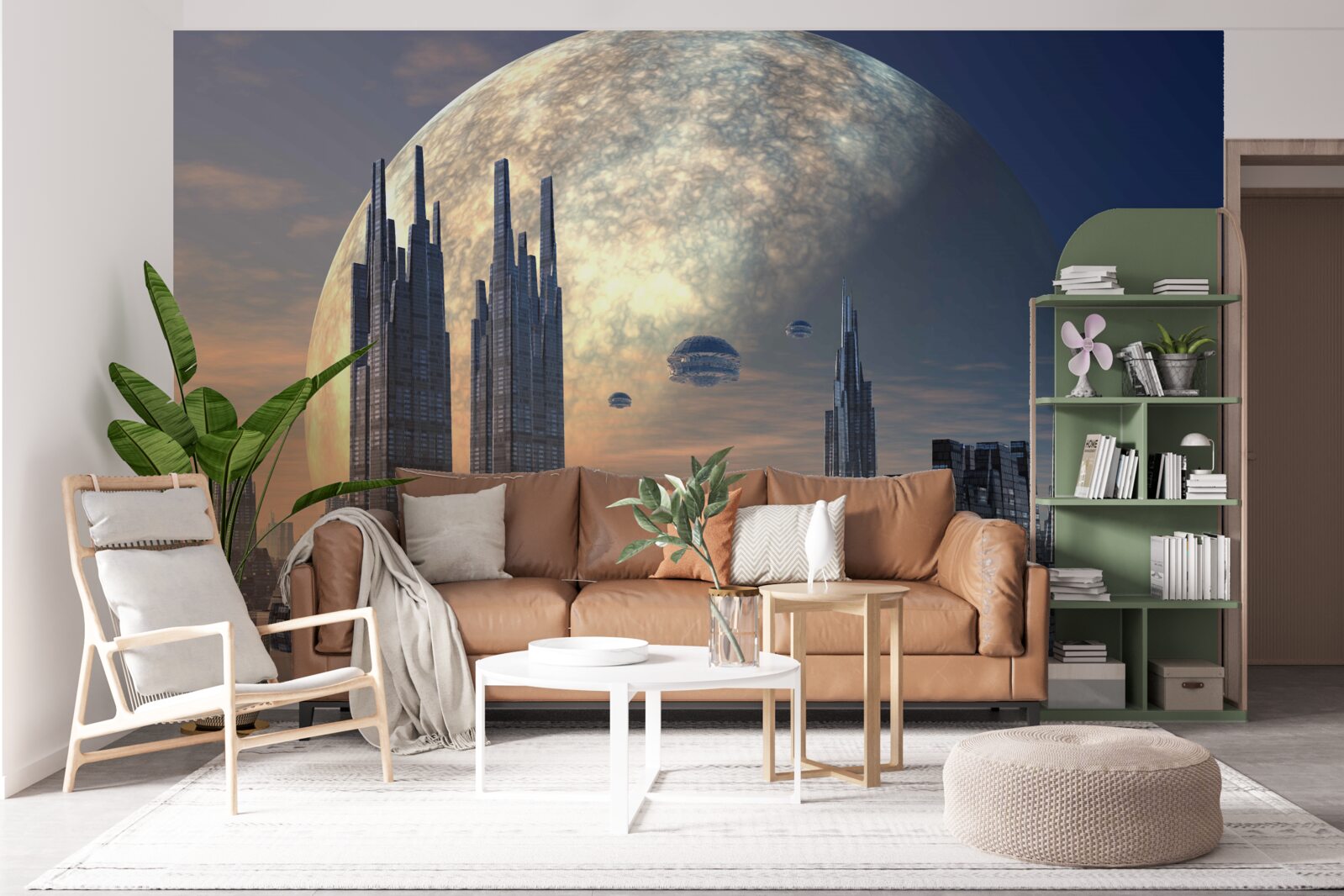 Fototapeta futuristické mesto v mesačnom svite