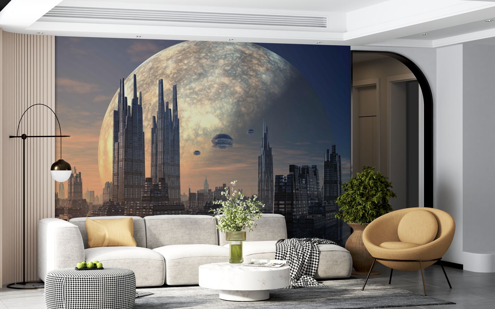 Fototapeta futuristické mesto v mesačnom svite