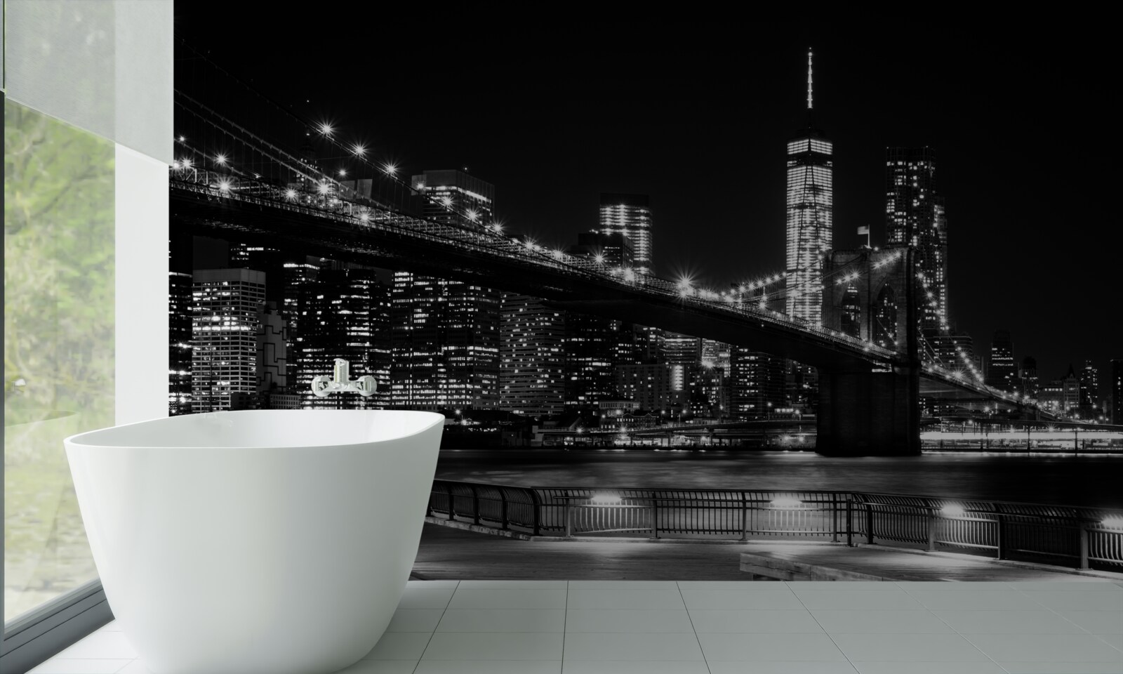 Fototapeta Brooklynský most a Manhattan v čiernej a bielej