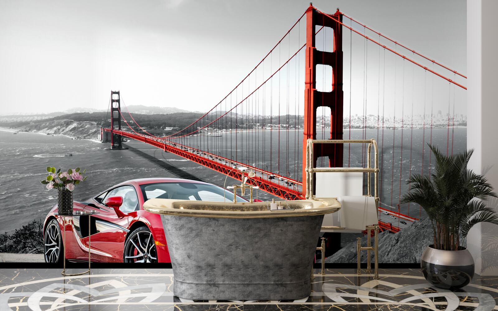 Fototapeta most v pozadí s McLarenom