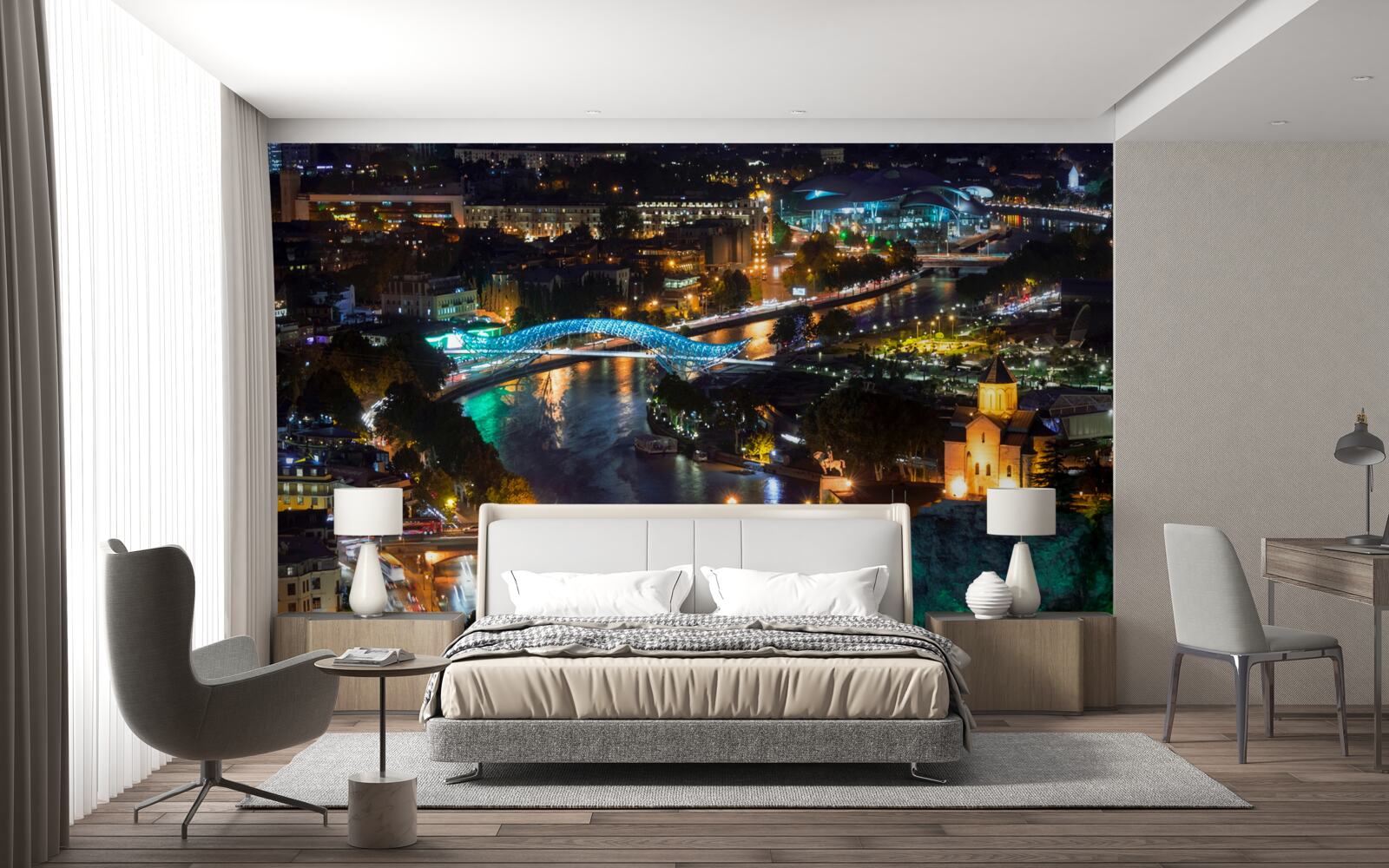 Fototapeta moderné tbilisi vo večerných hodinách