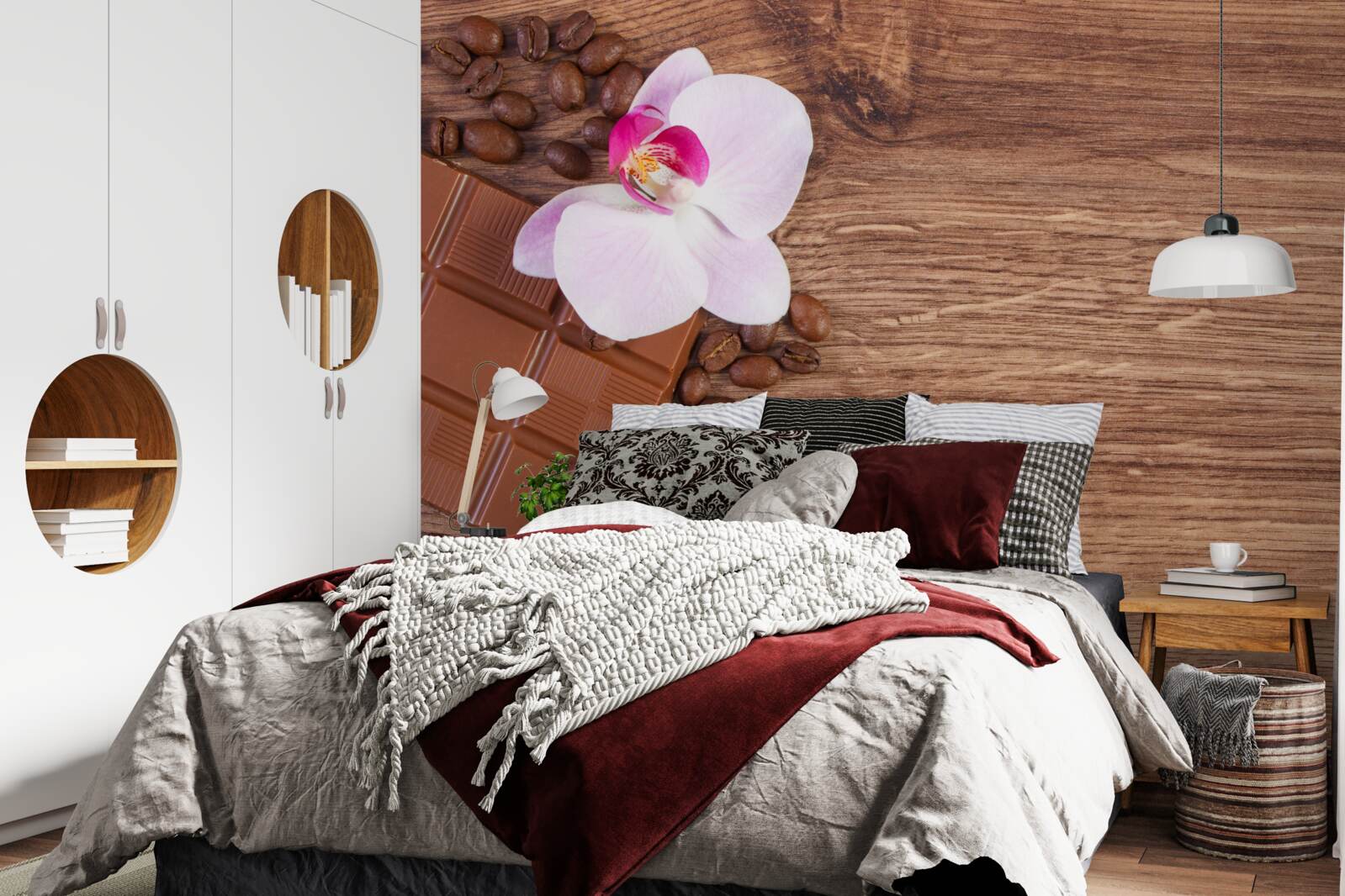 Fototapeta snehobiela orchidea, máčaná v káve a čokoláde