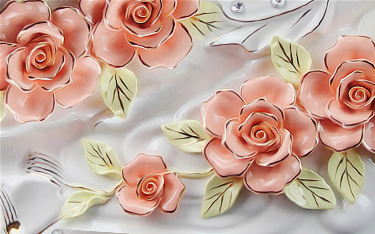 Fototapeta ružové ruže so zelenými listami