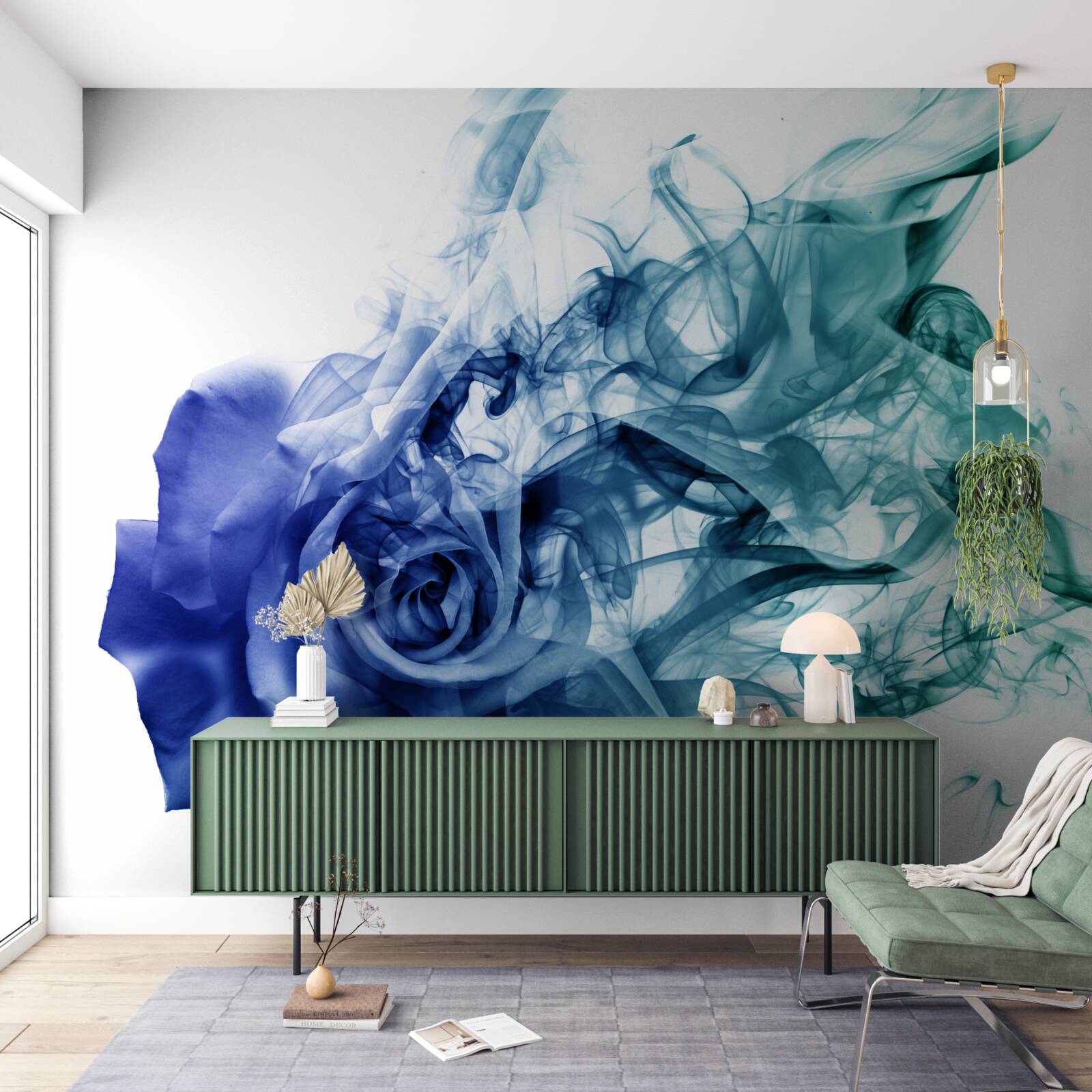 Fototapeta modrá ruža v hmle nebeskej modrej