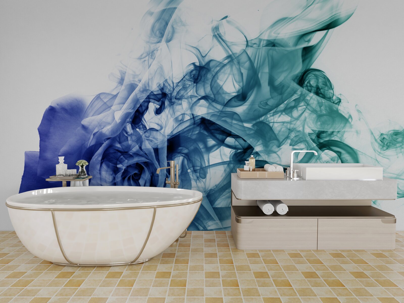 Fototapeta modrá ruža v hmle nebeskej modrej