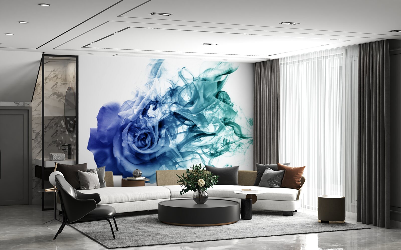 Fototapeta modrá ruža v hmle nebeskej modrej