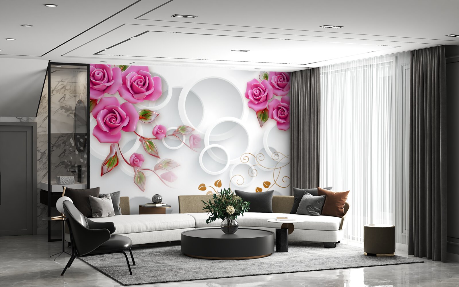 Fototapeta biele obrúčky a ružová ruža