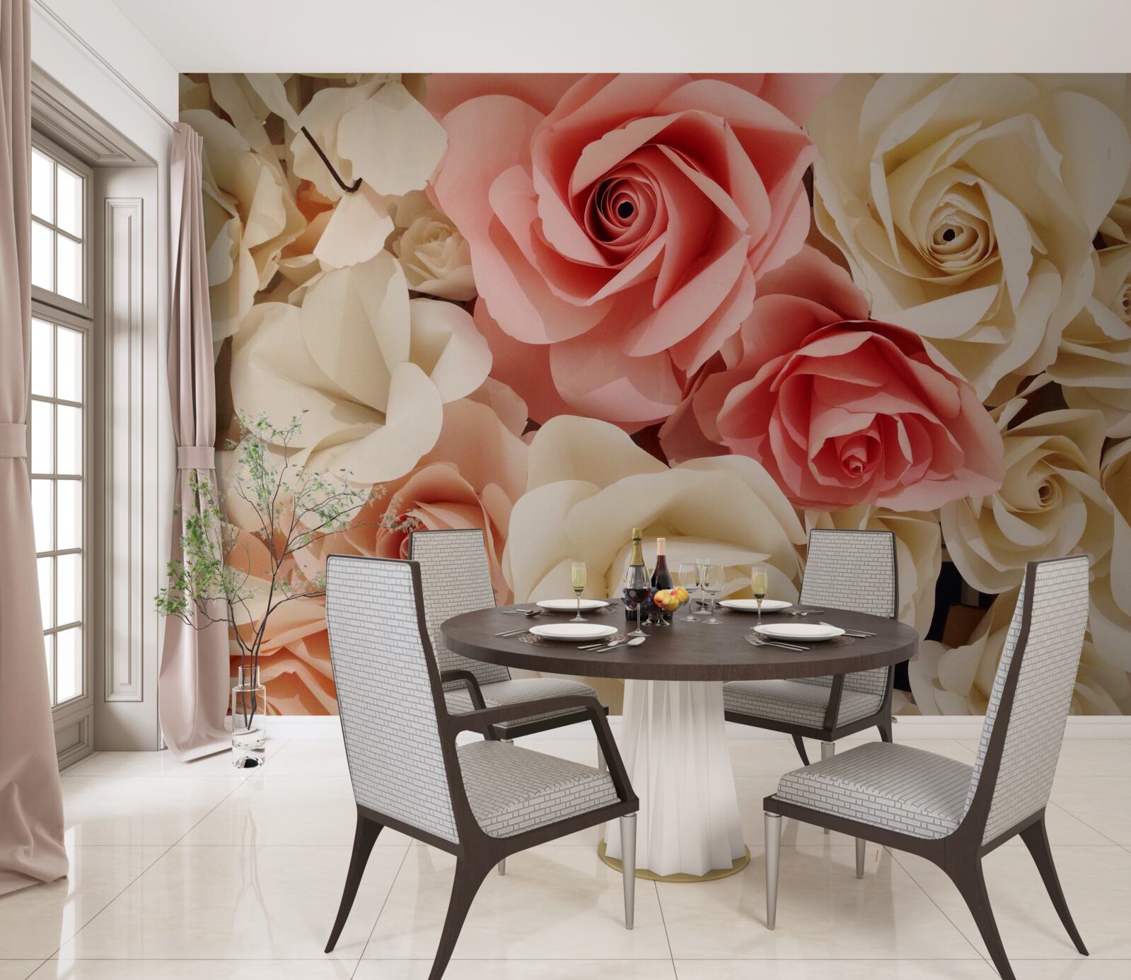 Fototapeta krásna kytica ruží v odtieňoch krémovej a ružovej