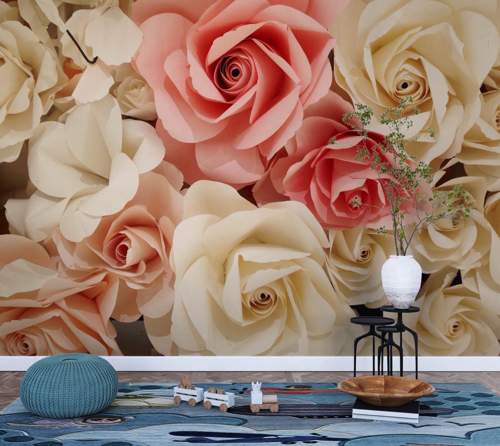 Fototapeta krásna kytica ruží v odtieňoch krémovej a ružovej