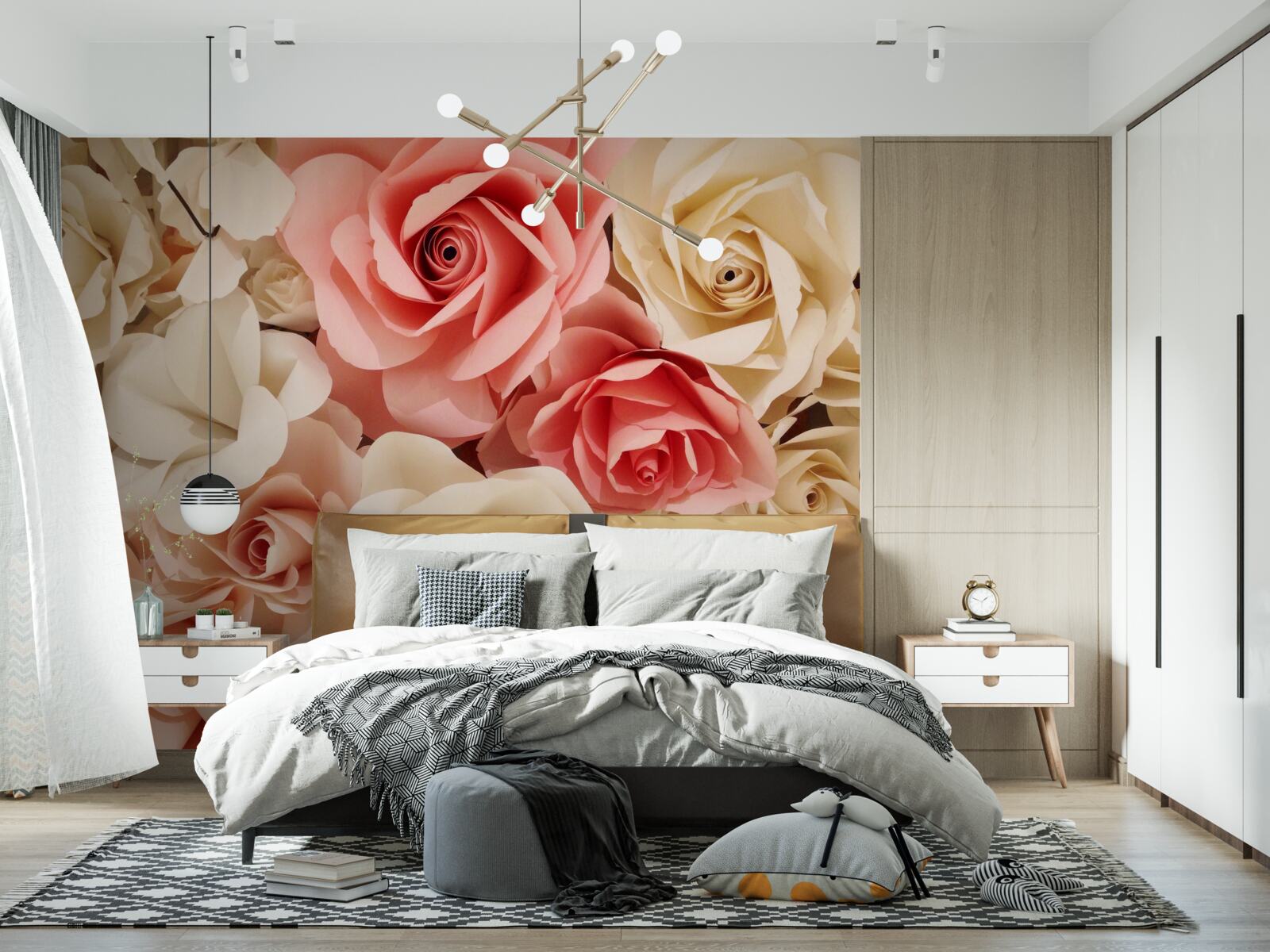 Fototapeta krásna kytica ruží v odtieňoch krémovej a ružovej