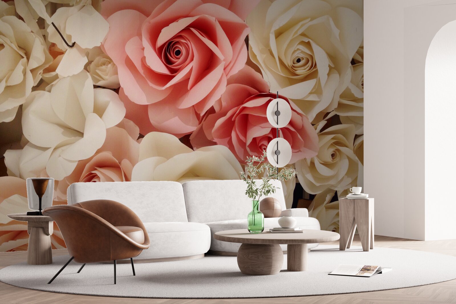 Fototapeta krásna kytica ruží v odtieňoch krémovej a ružovej