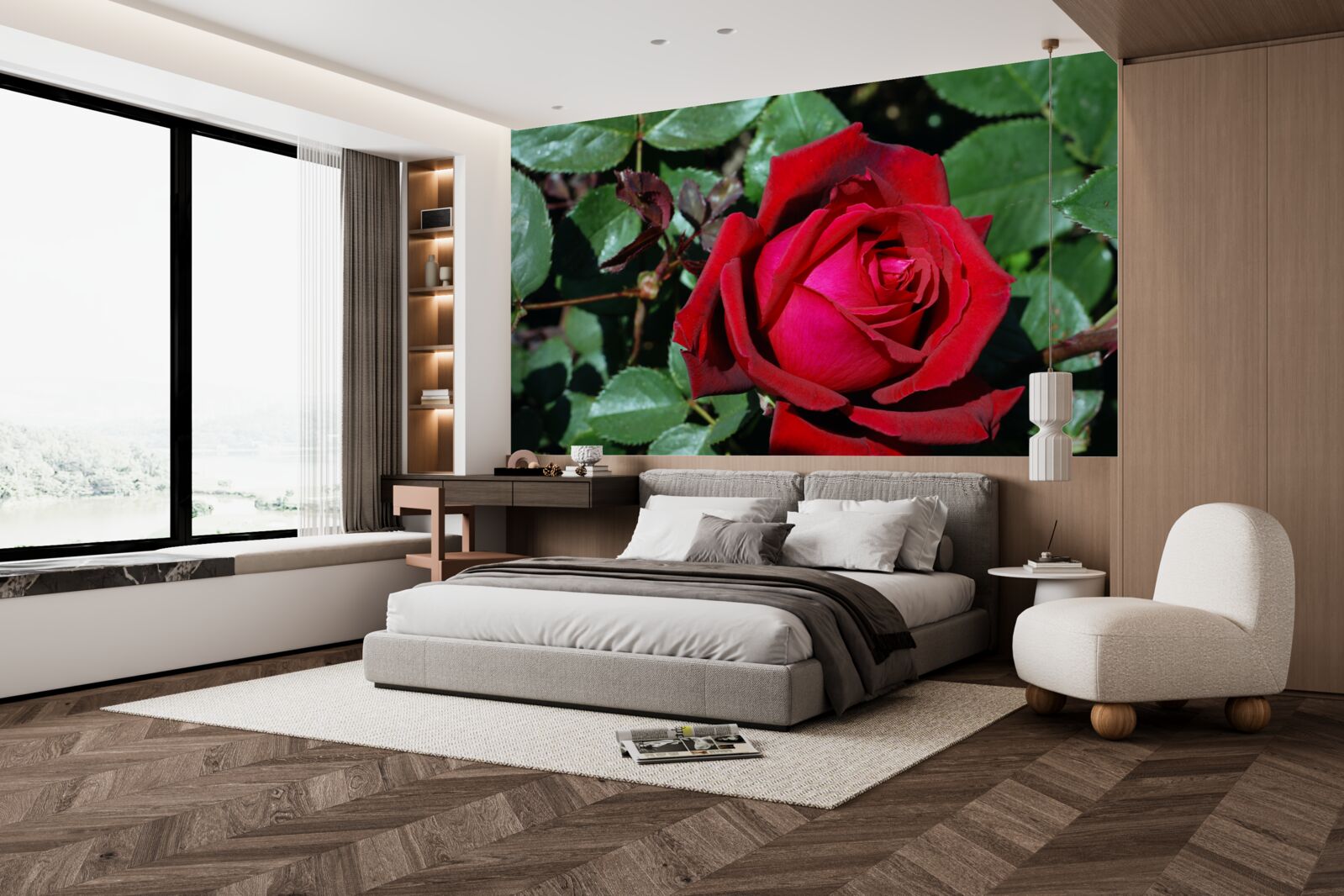 Fototapeta v záhrade kvitla šarlátová ruža