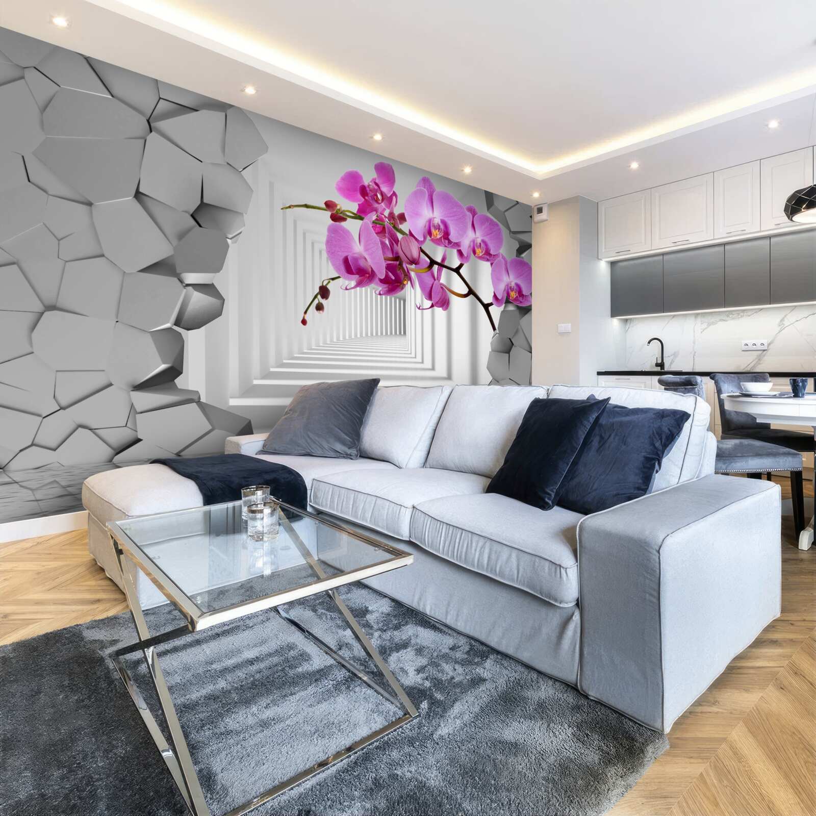 Fototapeta orchidea preniká svojou vetvou do steny