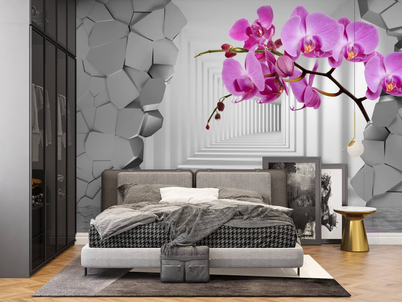 Fototapeta orchidea preniká svojou vetvou do steny