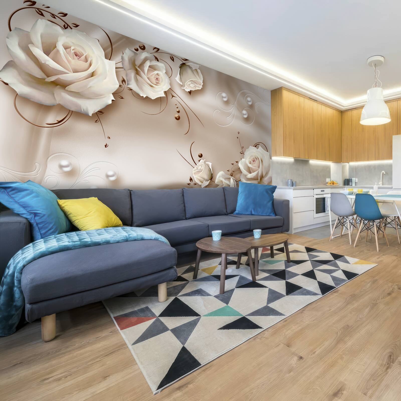 Fototapeta korálky a biele ruže