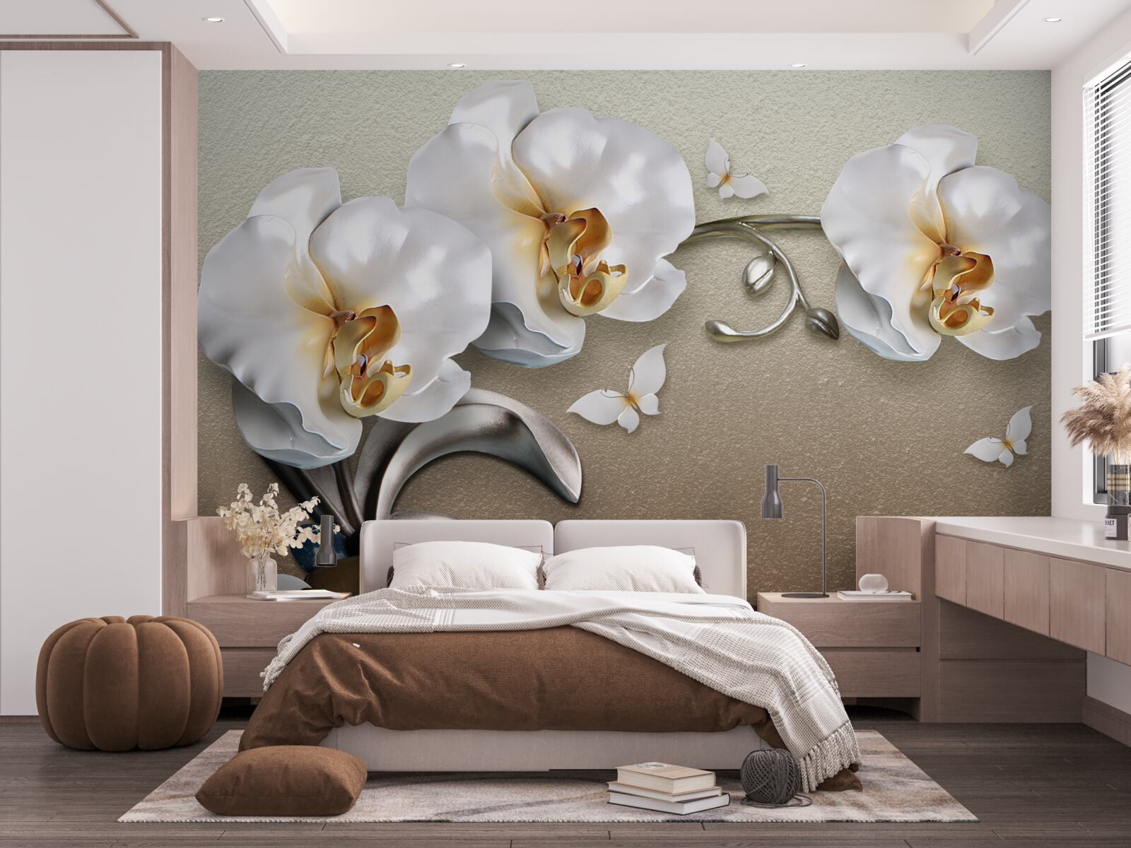 Fototapeta kamene, snehobiele kvety a motýle