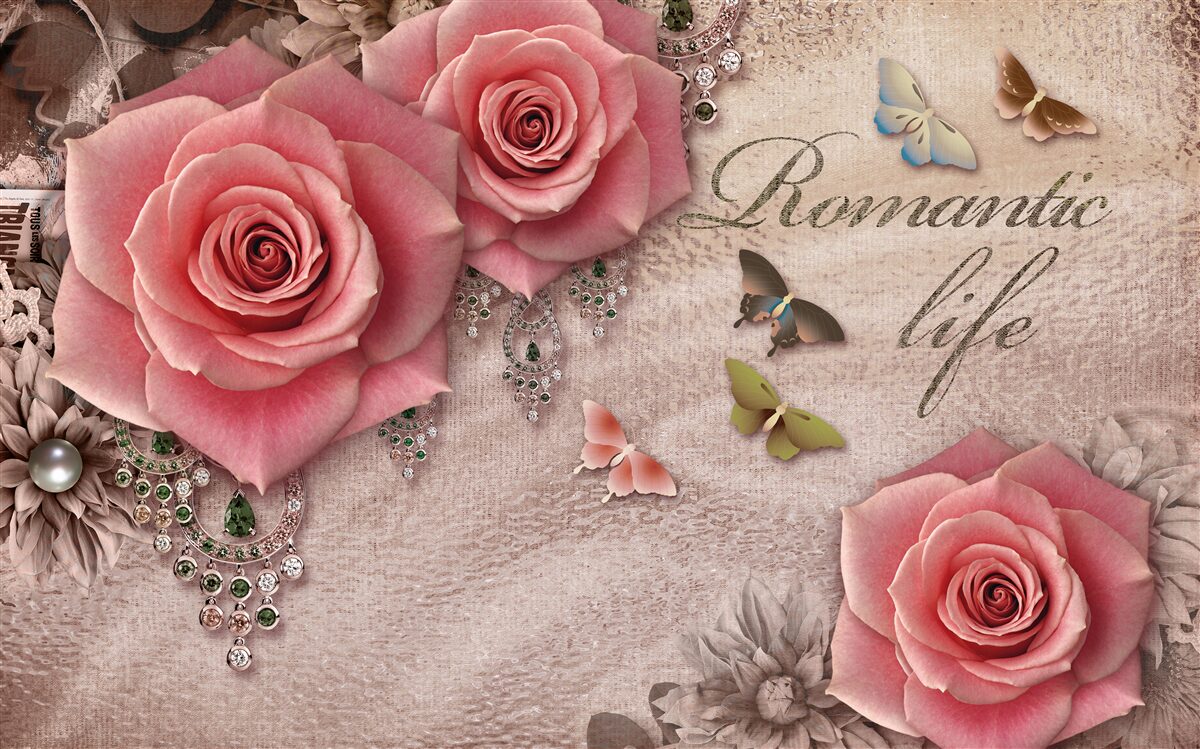 Fototapeta miniatúrny lietajúci hmyz a veľké svetloružové kvety