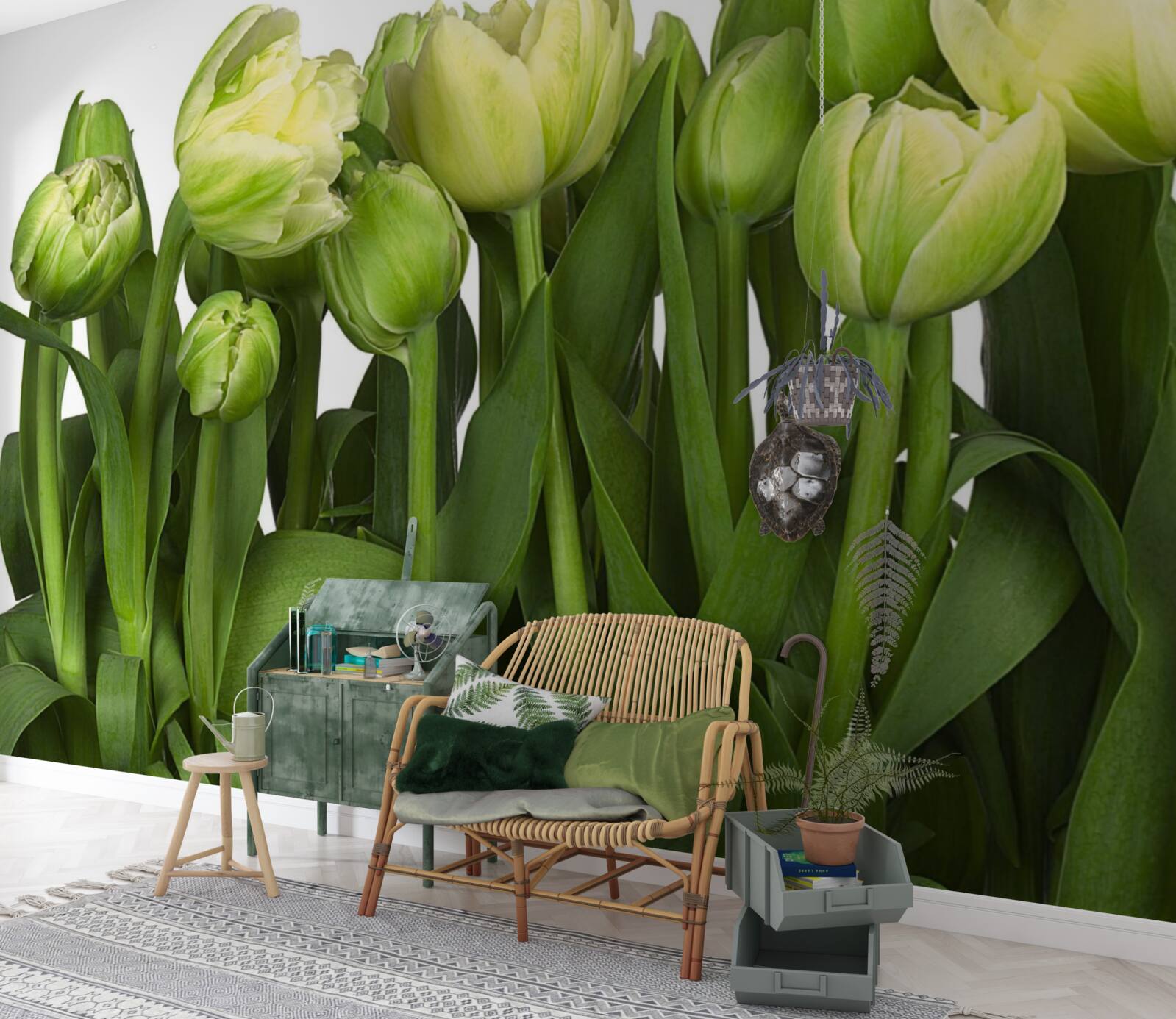 Fototapeta sada čiastočne otvorených svetlých tulipánov