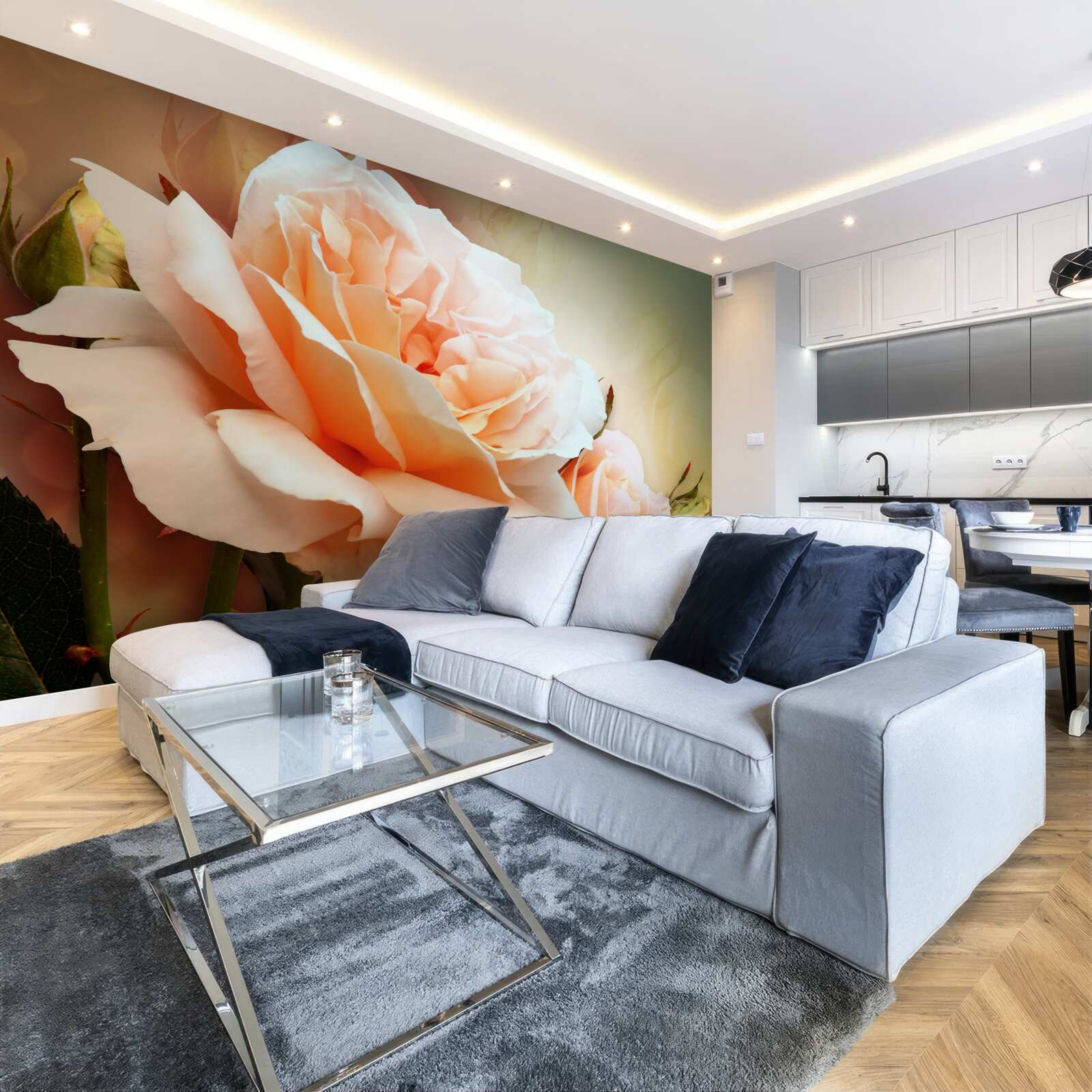 Fototapeta ruže, ktoré sa otvorili a sú vo fáze púčikov