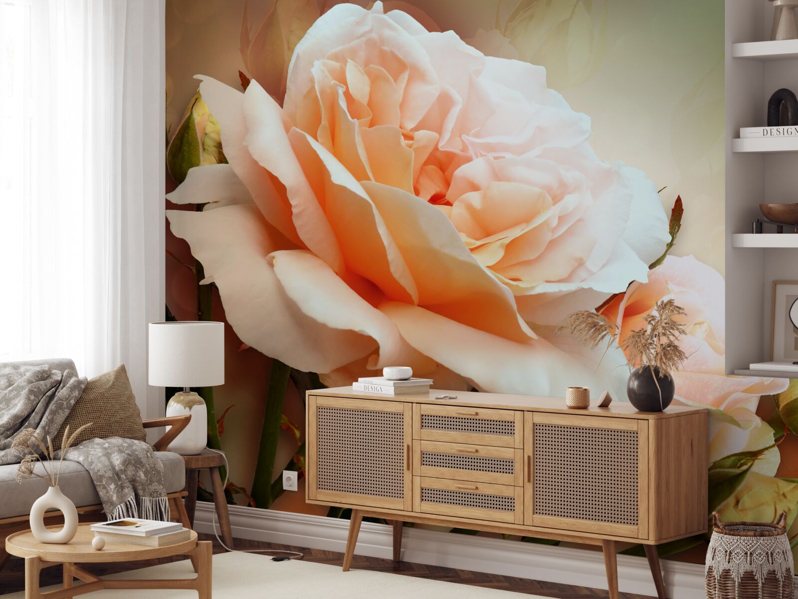 Fototapeta ruže, ktoré sa otvorili a sú vo fáze púčikov