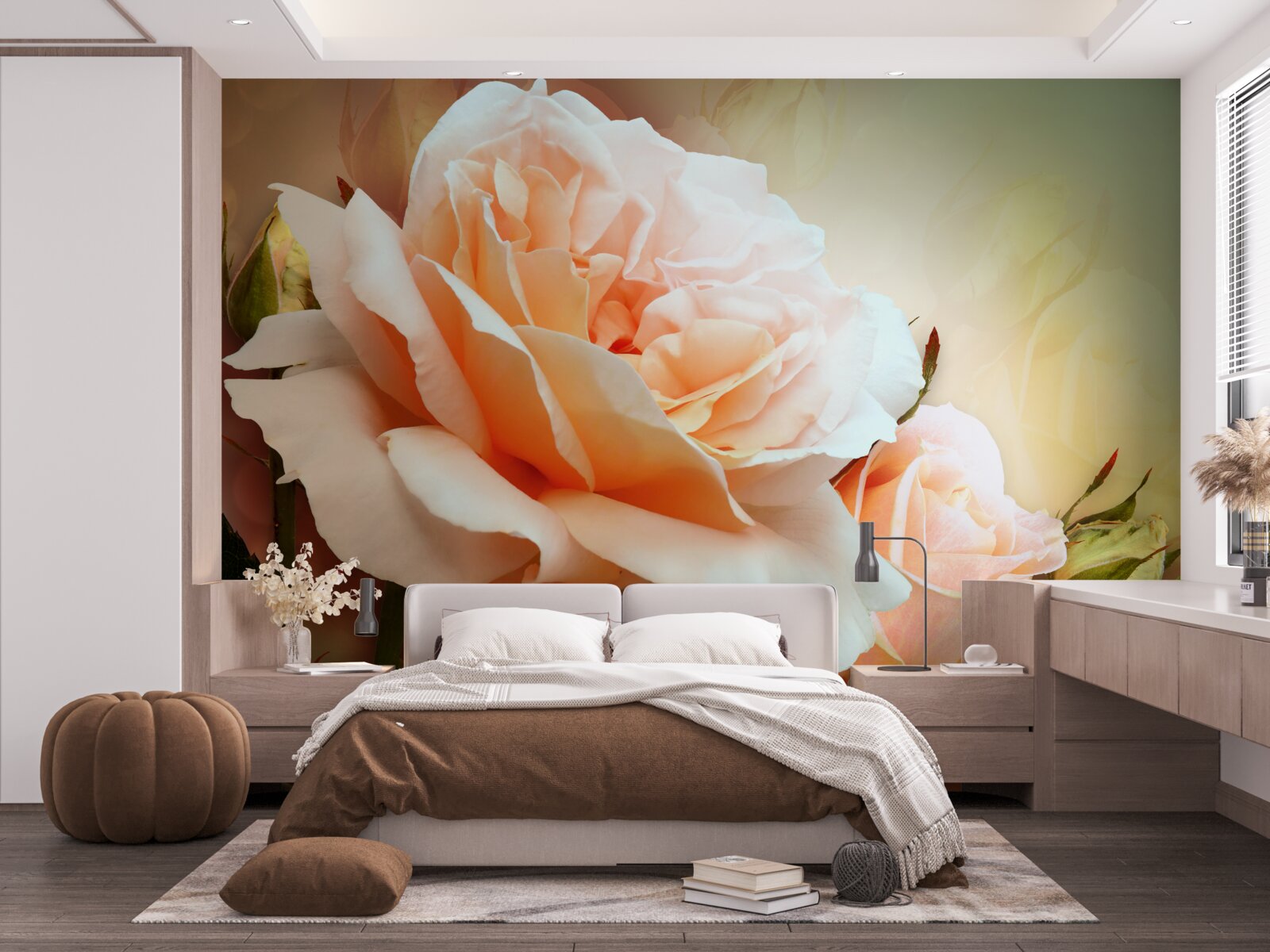 Fototapeta ruže, ktoré sa otvorili a sú vo fáze púčikov