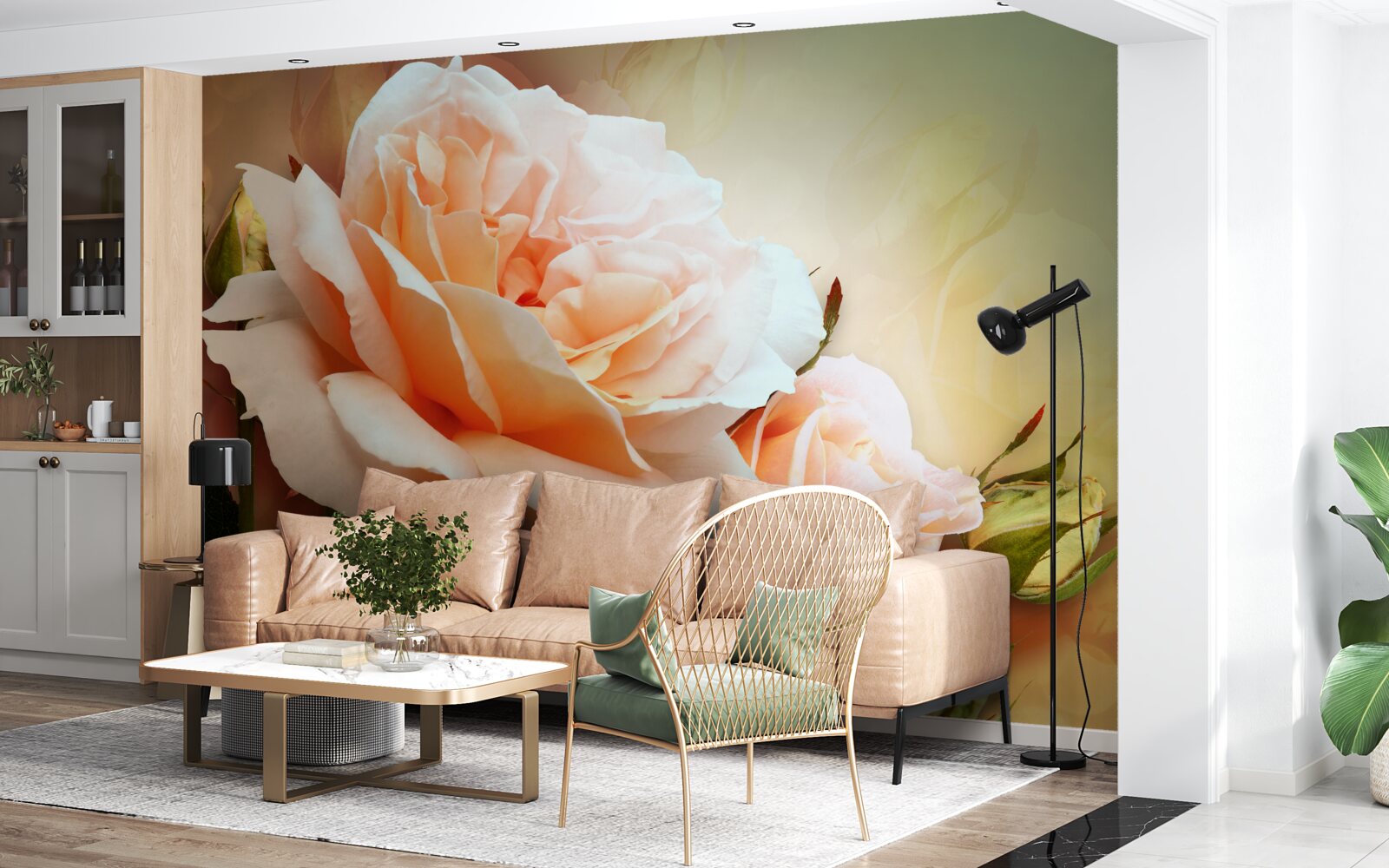 Fototapeta ruže, ktoré sa otvorili a sú vo fáze púčikov