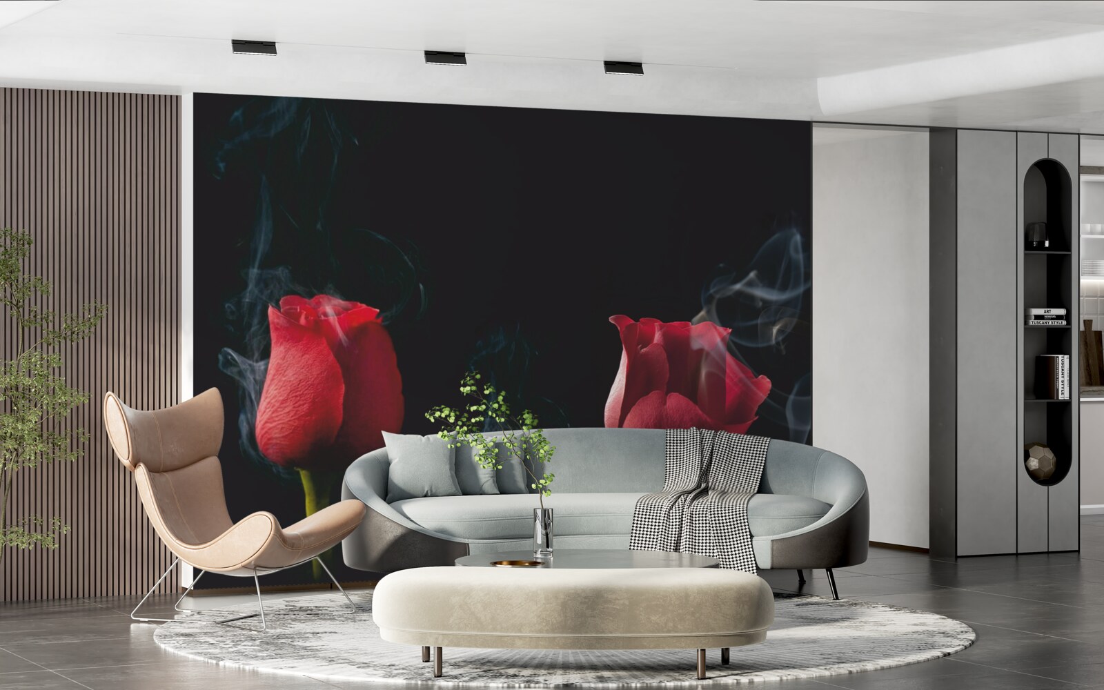 Fototapeta v dyme kvitne červená ruža