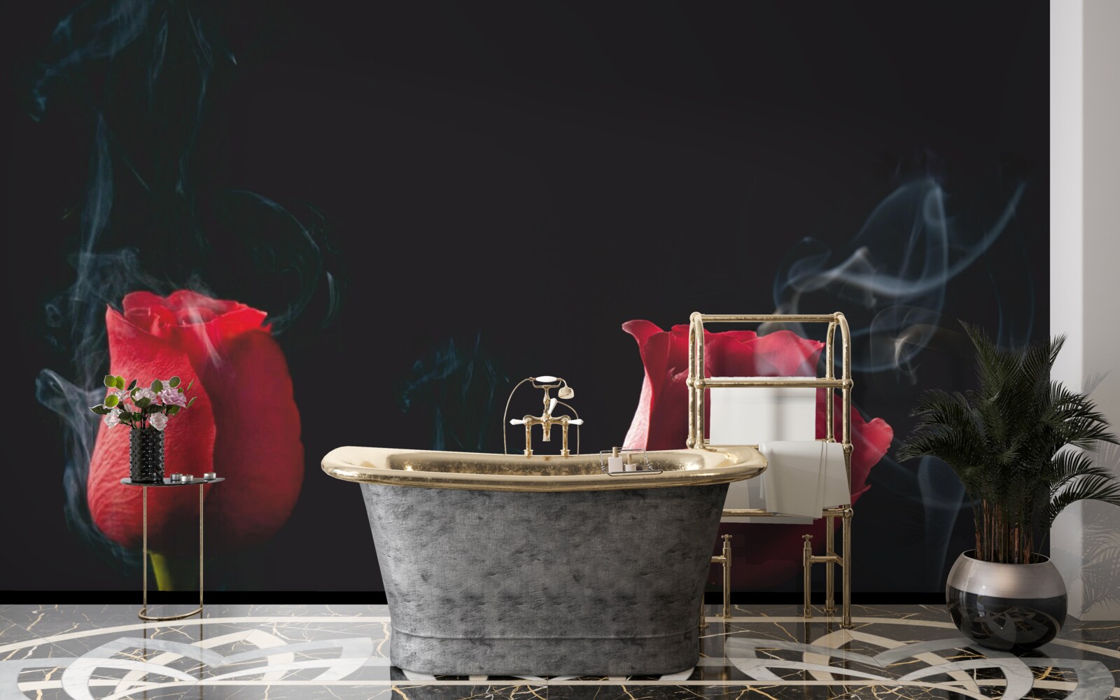 Fototapeta v dyme kvitne červená ruža