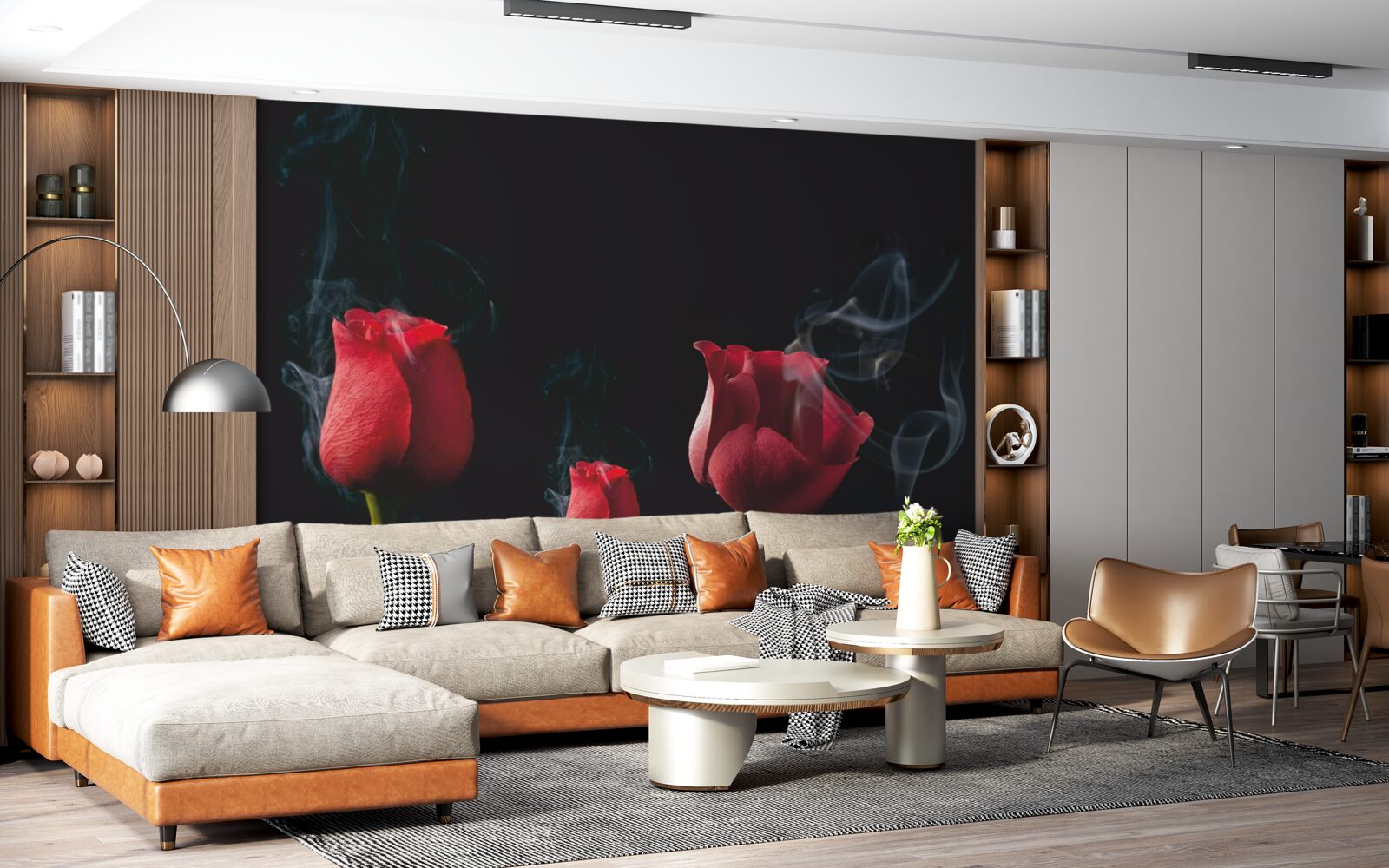 Fototapeta v dyme kvitne červená ruža