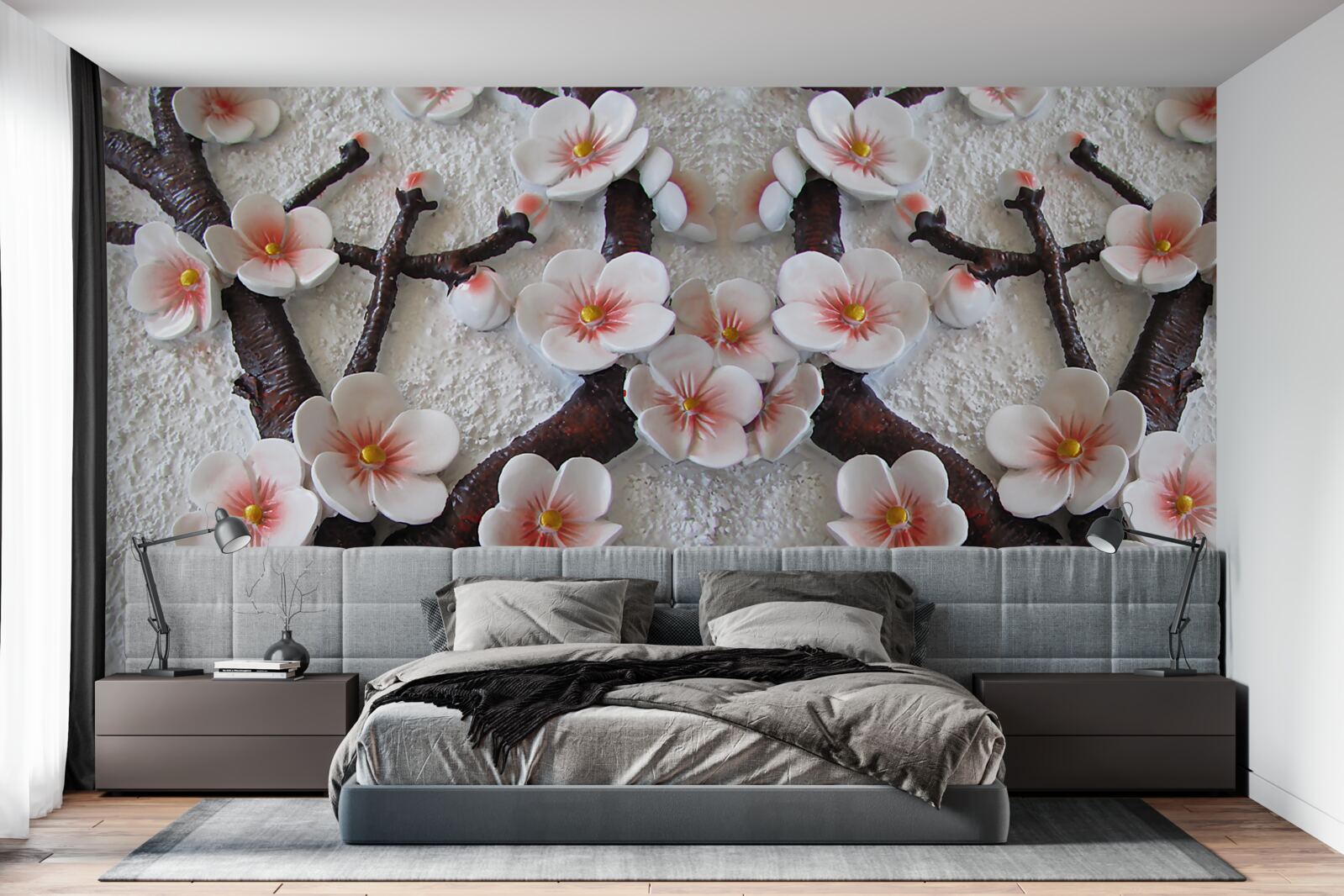 Fototapeta sakura navlhčená rozkvitnutým konárom