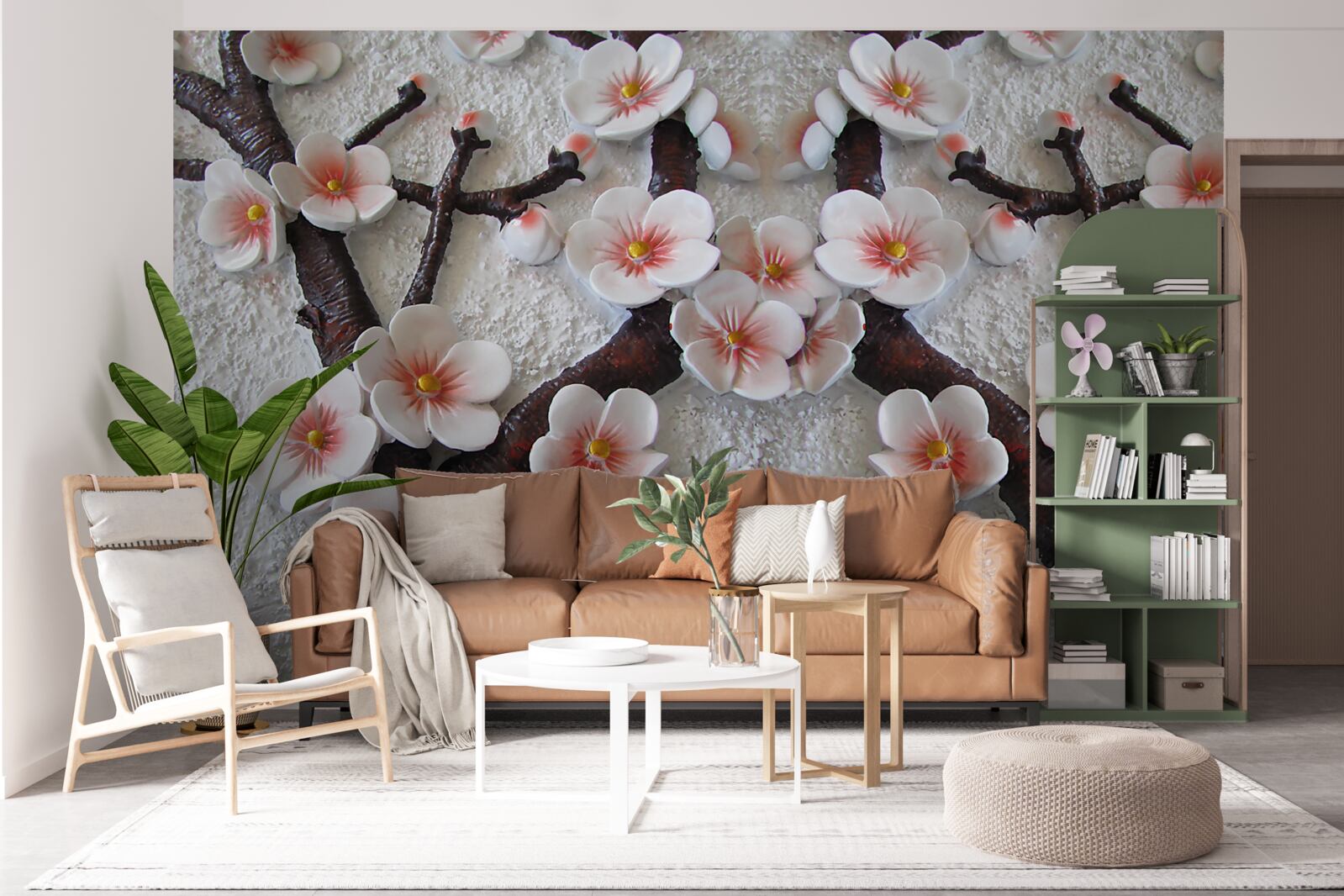 Fototapeta sakura navlhčená rozkvitnutým konárom