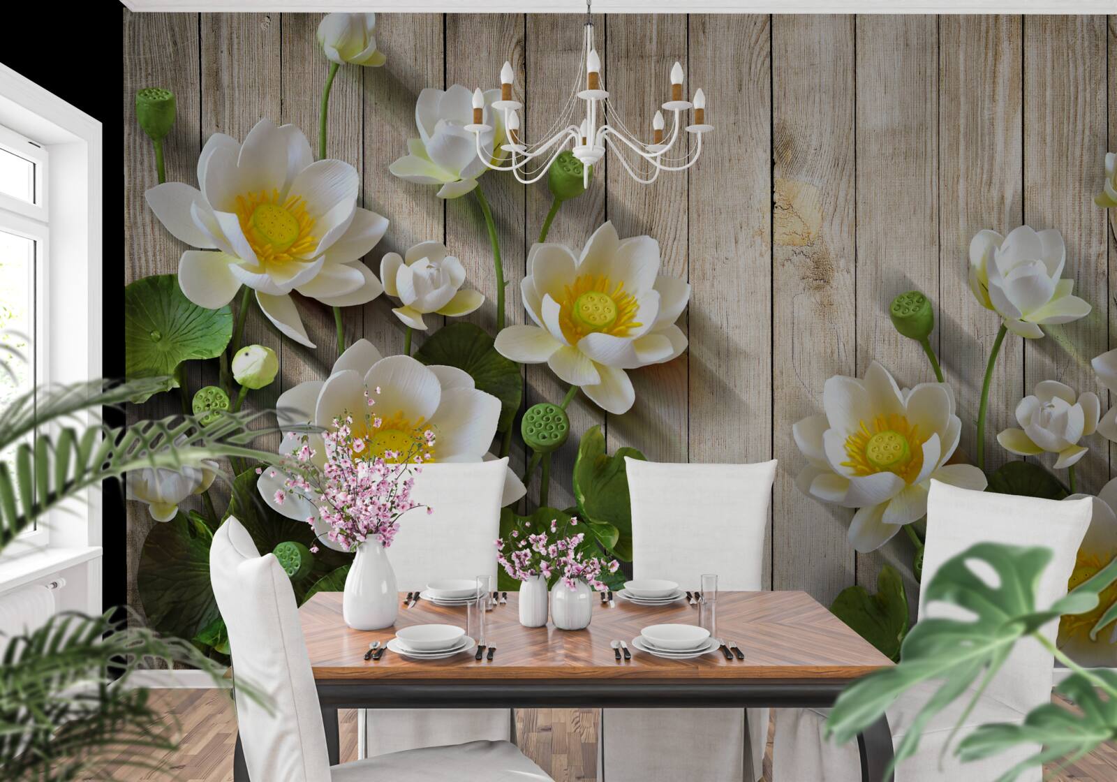 Fototapeta ľalie so žltým jadrom a snehovo bielym odtieňom