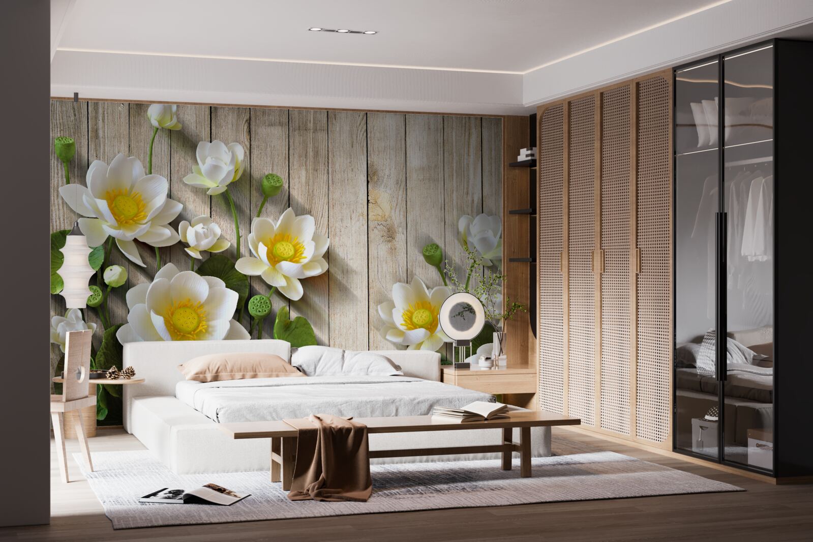 Fototapeta ľalie so žltým jadrom a snehovo bielym odtieňom