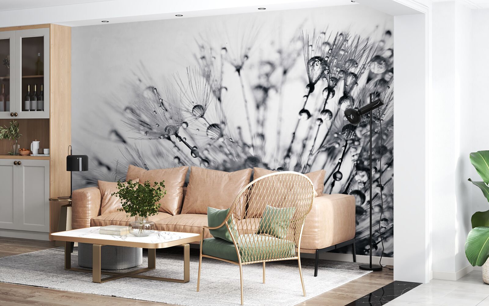 Fototapeta kvapky rosy na púpave