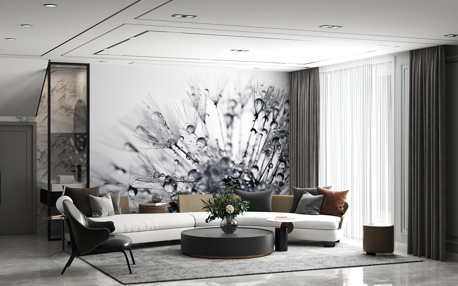 Fototapeta kvapky rosy na púpave