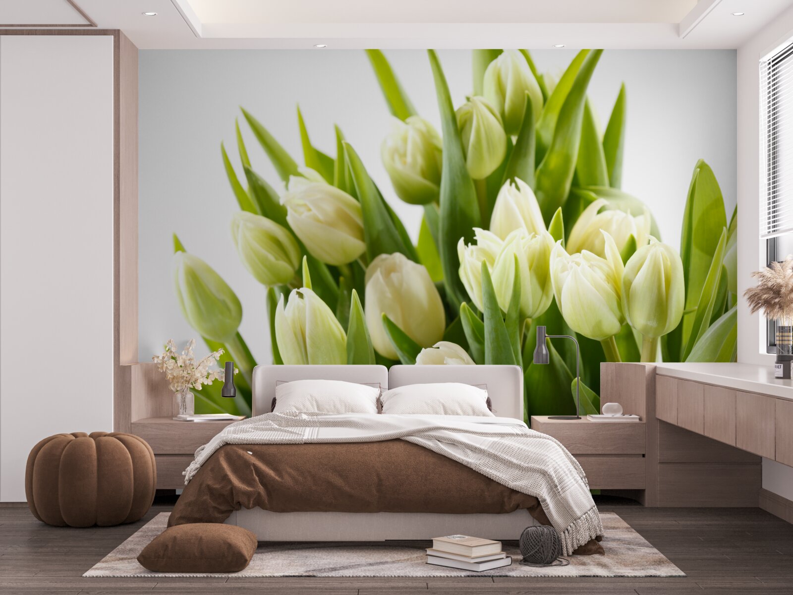 Fototapeta sada snehovo bielych tulipánov