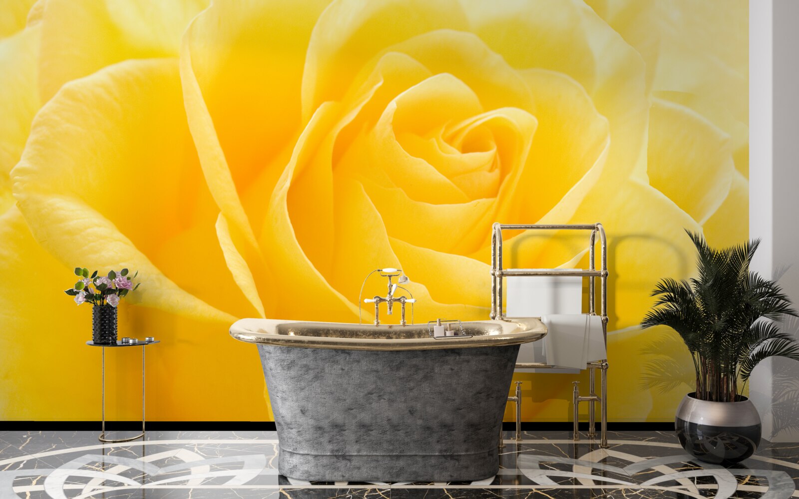 Fototapeta makrofotografia žltého ružového kvetu