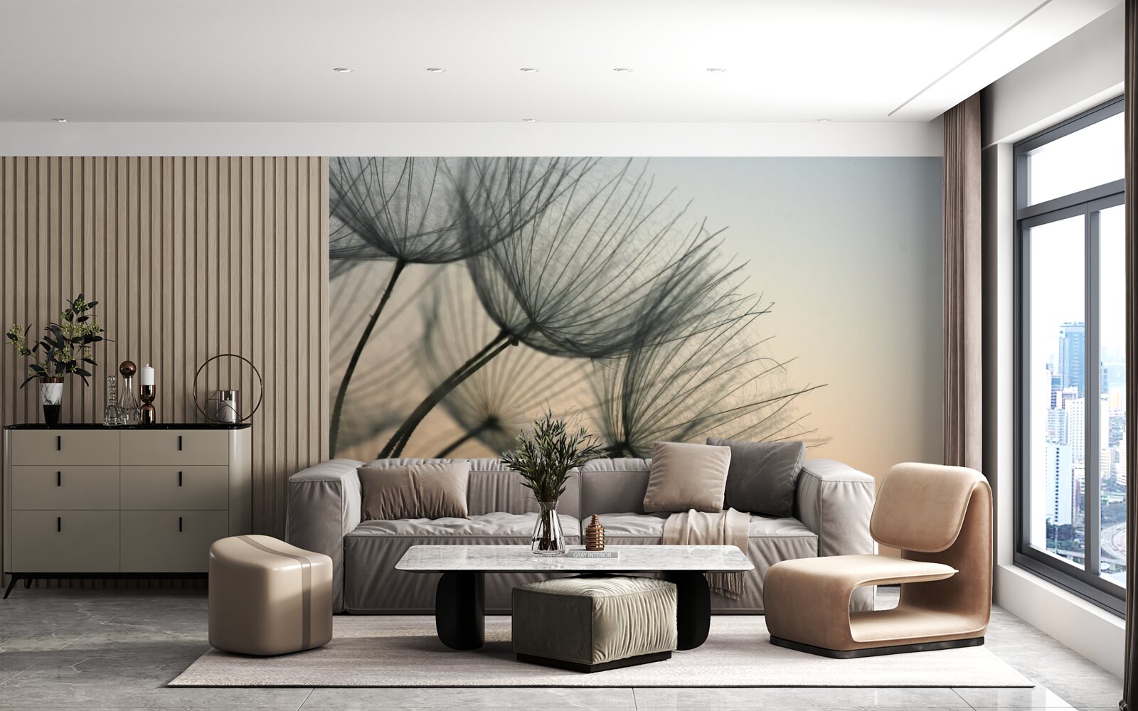 Fototapeta západ slnka nad púpavami