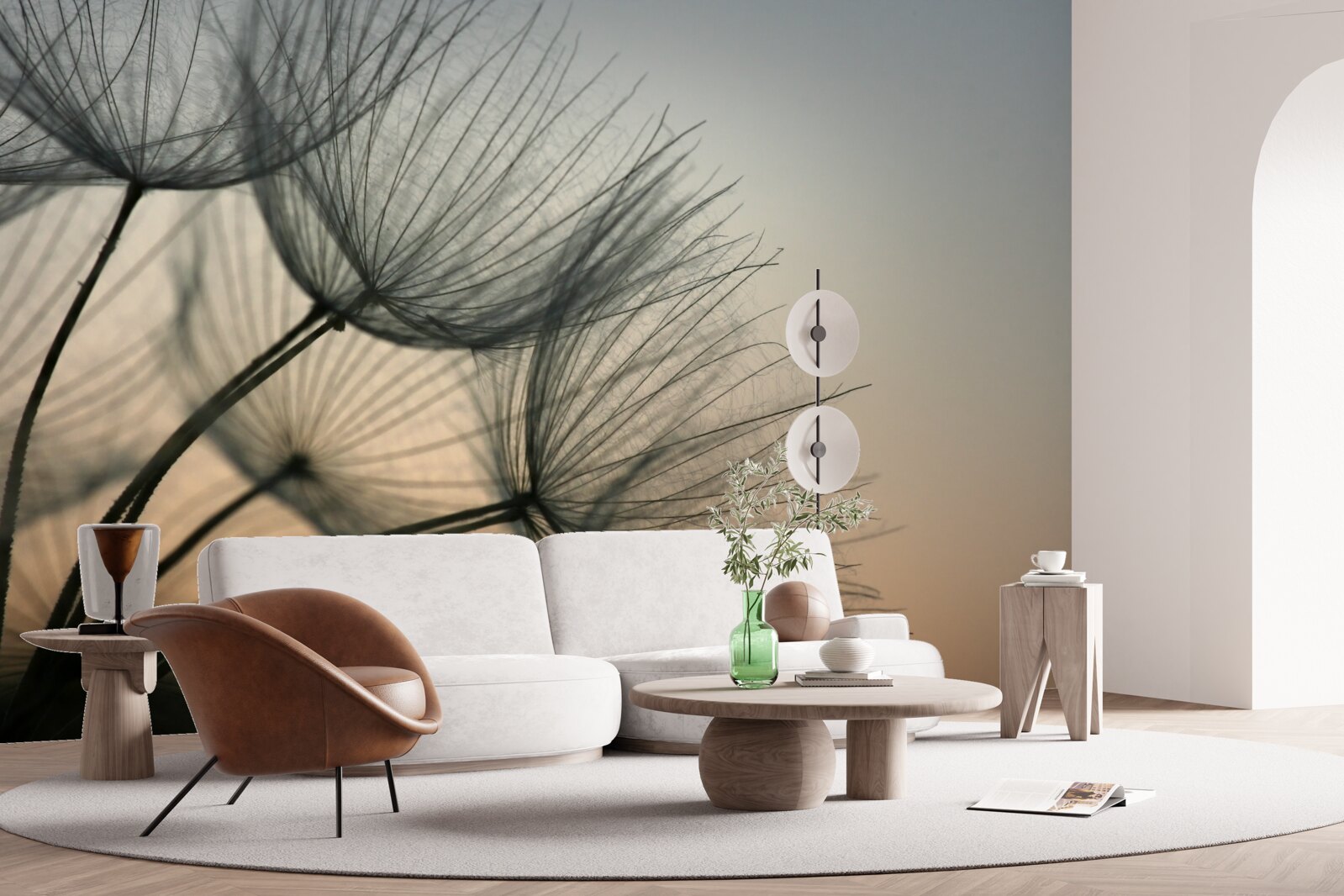 Fototapeta západ slnka nad púpavami