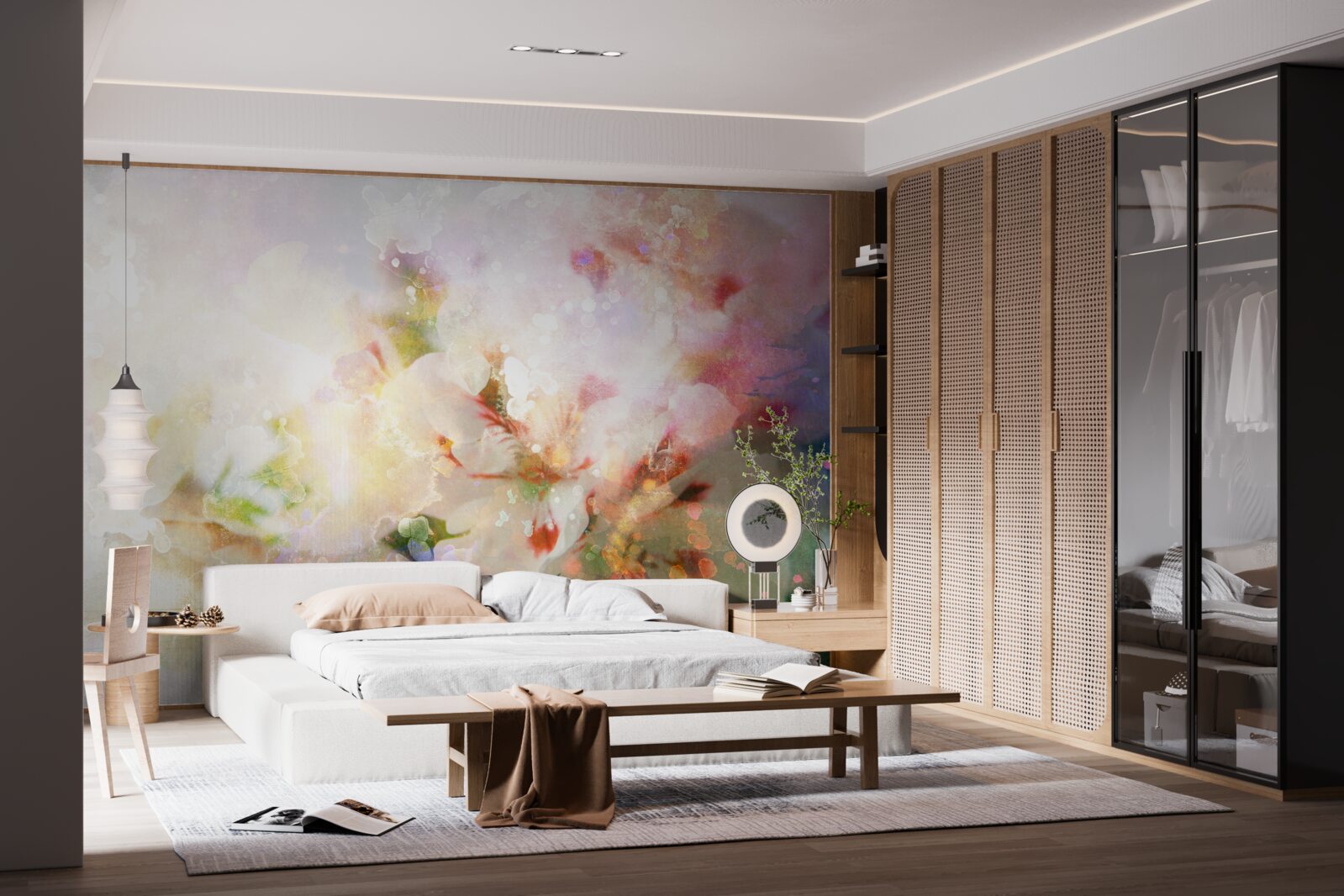 Fototapeta akvarelové kvety vo svetlej palete