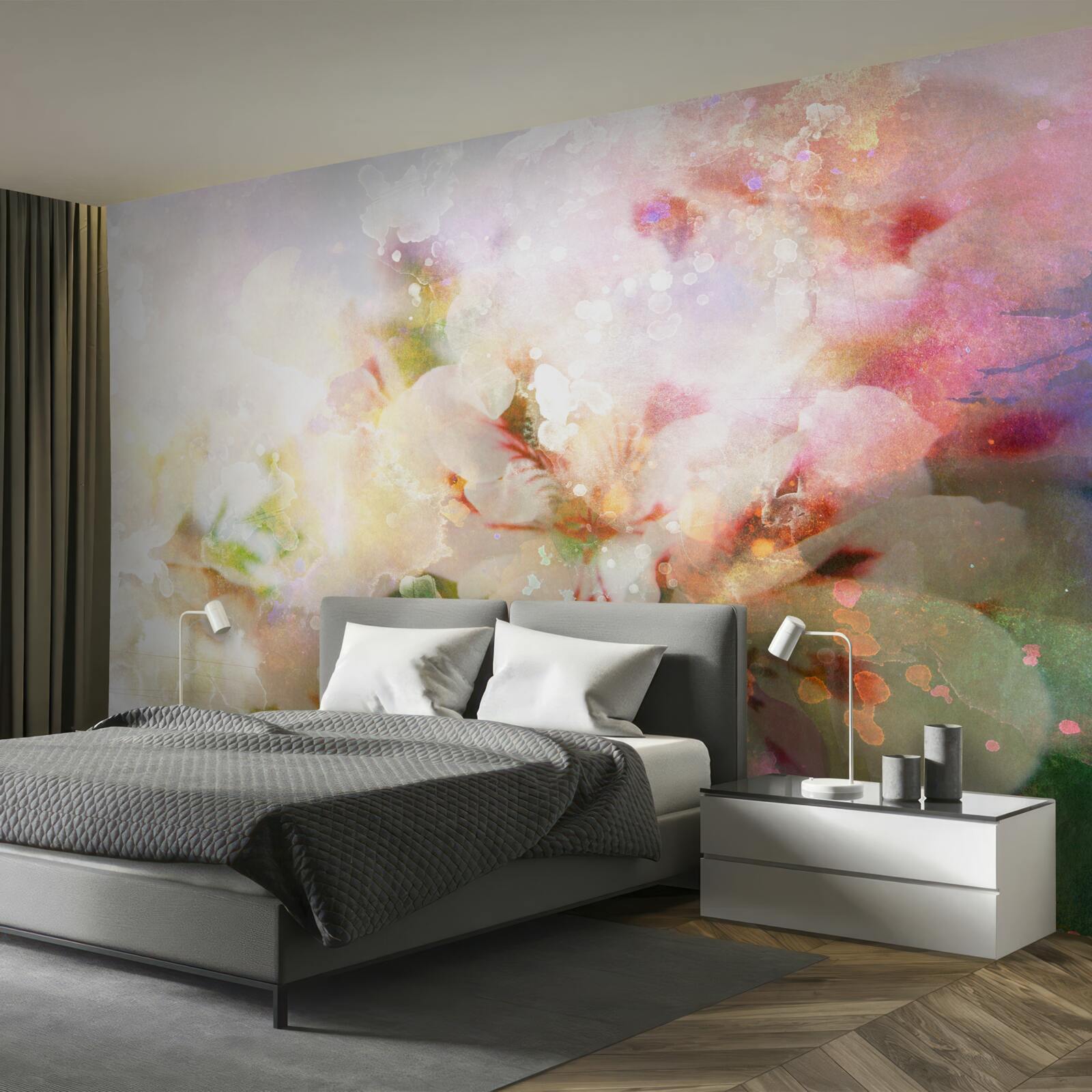 Fototapeta akvarelové kvety vo svetlej palete