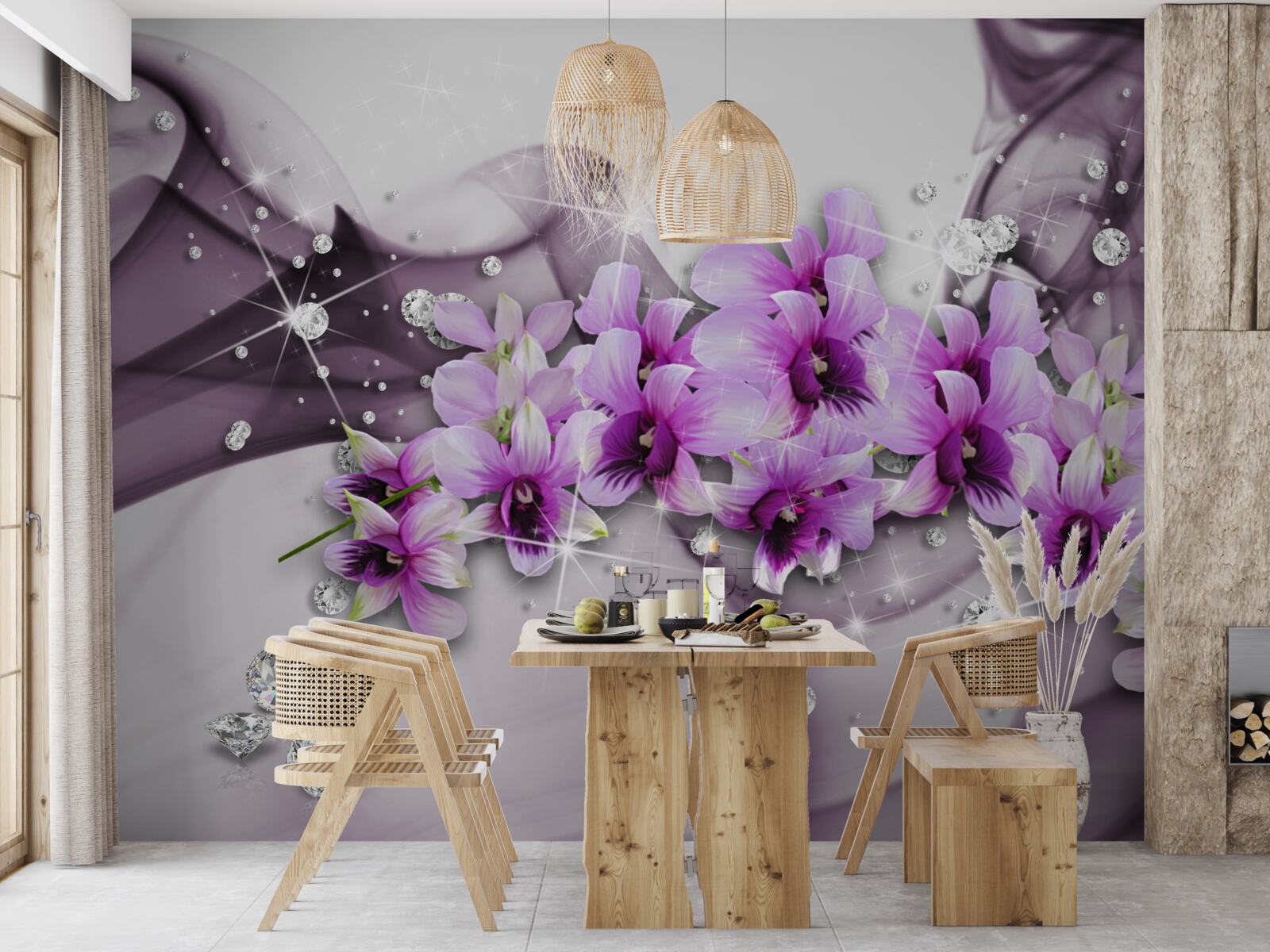 Fototapeta kamienky a fialové kvety