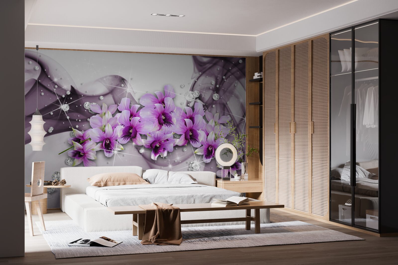 Fototapeta kamienky a fialové kvety