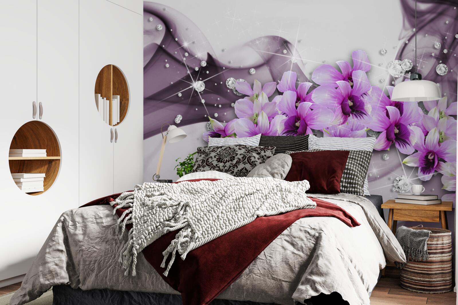 Fototapeta kamienky a fialové kvety